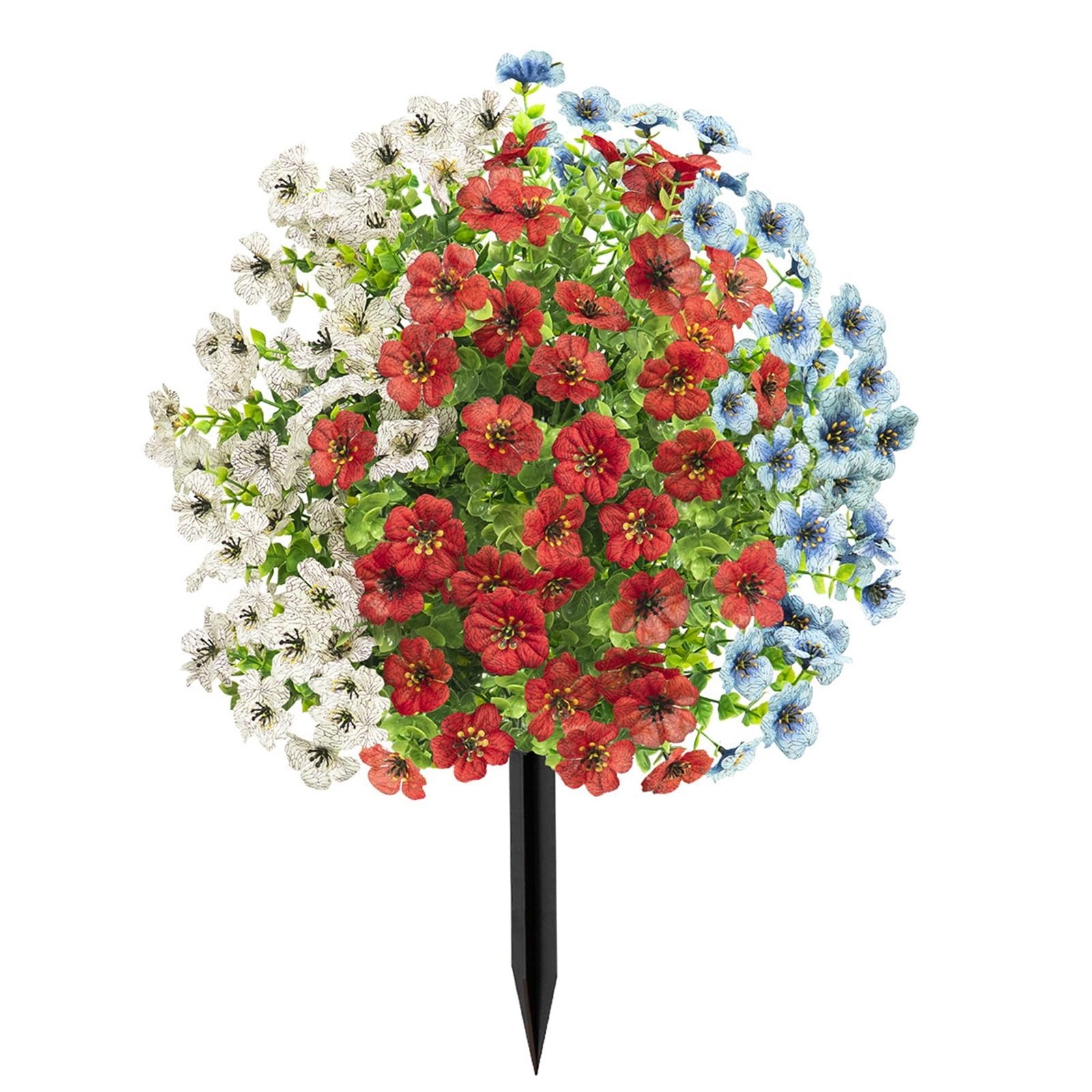 Wbcdxcbb Red Whiteandbluemodela Simulated Red, White, Blue, Ground Inserted Violet, Eucalyptus Leaves, Outdoor Courtyard Decoration 1Pcs(Red Whiteandbluemodela)