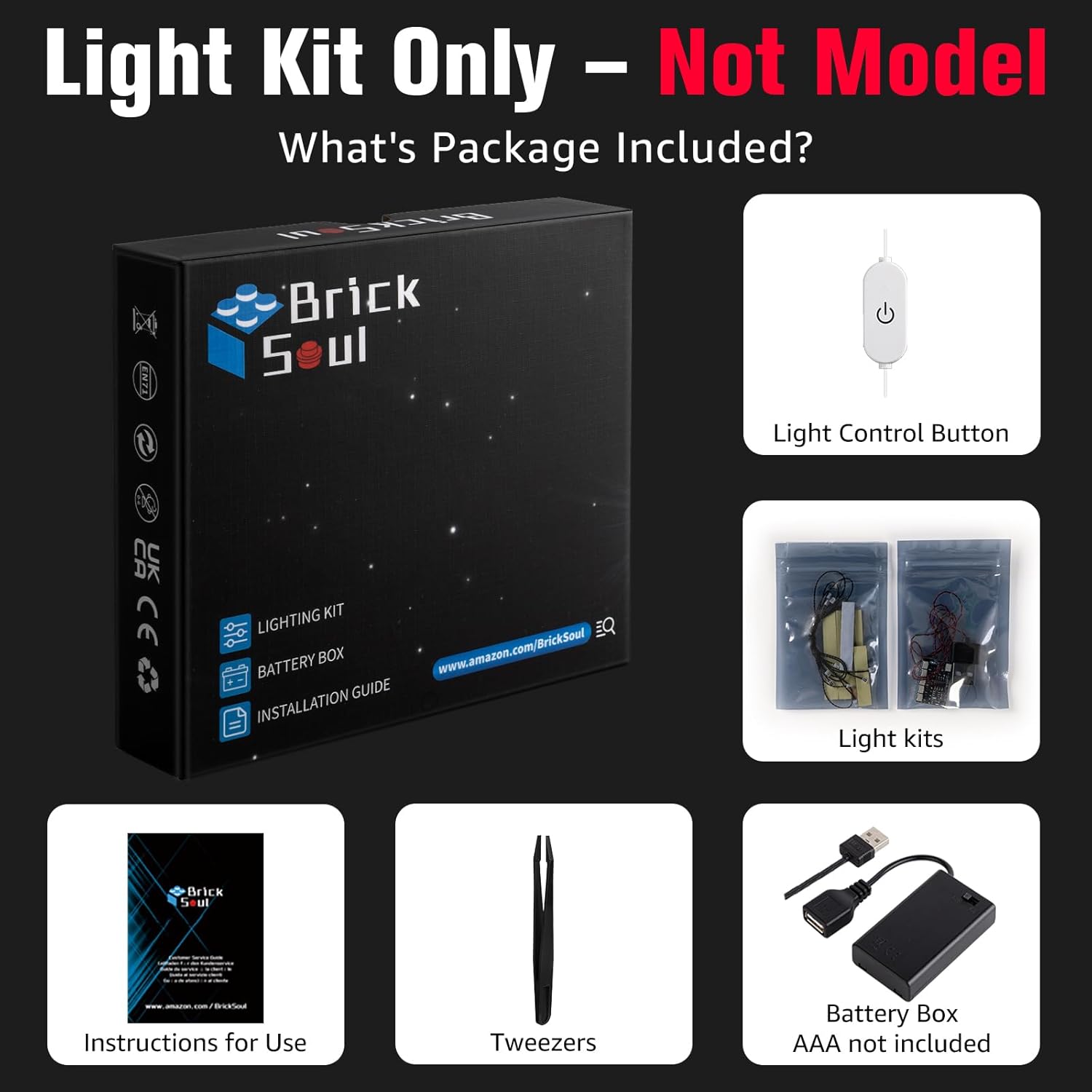 BrickSoul Light Kit Compatible with Lego Alien with Pizza Planet Rocket Ride 43307 Building Set | Upgraded Touch Control & Dimming & Hidden Cable Tech | Easy Install Lighting Set (NOT 43307)
