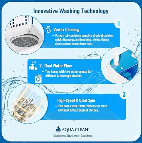 Miniatura 5 de Lavadora portátil, capacidad de 18 libras, lavadora y secadora combinada para hogares y apartamentos, lavadora de lavandería de doble tina con ciclo