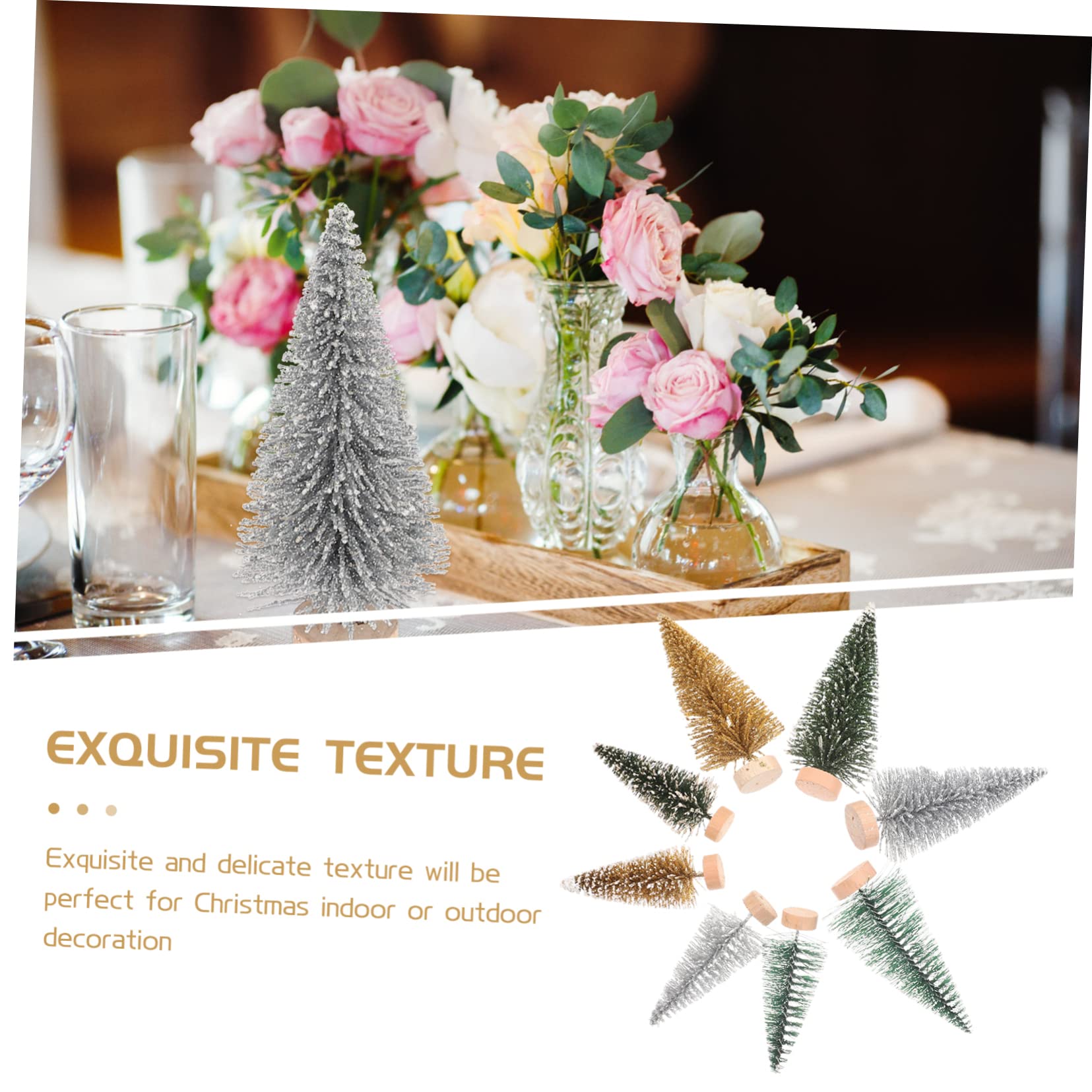 MAGICLULU 5 Set Micro Paesaggio Dell'albero Di Natale Adesivi Per Finestre Natalizie All'aperto Leggero Albero Di Natale in Feltro Per Alberi Decorazioni Seta Sisal Pvc 16 Pezzi * 5