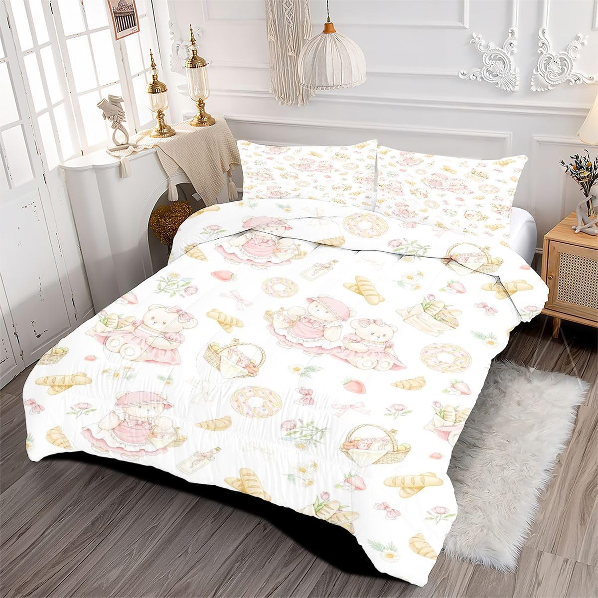 Edredón 200x200 cm | Patrón Dibujos Animados, Tejido de Microfibra con Relleno de Algodón 200 gsm, Incluye 2 Fundas de Almohada 50x75 cm, Estampado 3D para el Dormitorio Principal D100