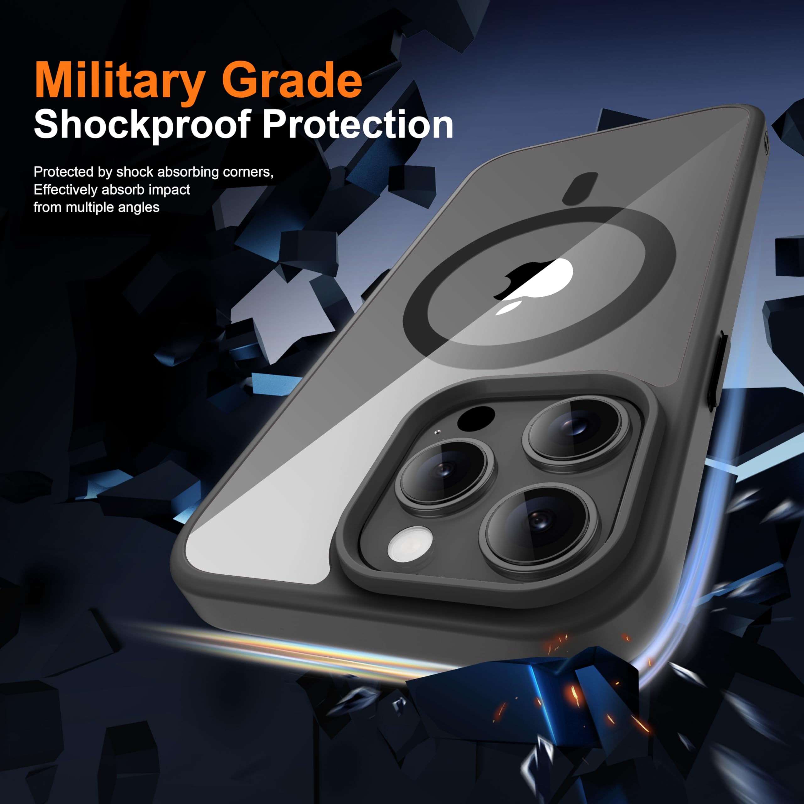 ORETECH Magnetica Cover per iPhone 12 Pro Max [Compatibile con MagSafe] con [2 Vetro Temperato],Custodia Protettiva Antiurto Protezione Militare iPhone 12 Pro Max Cover,Nero