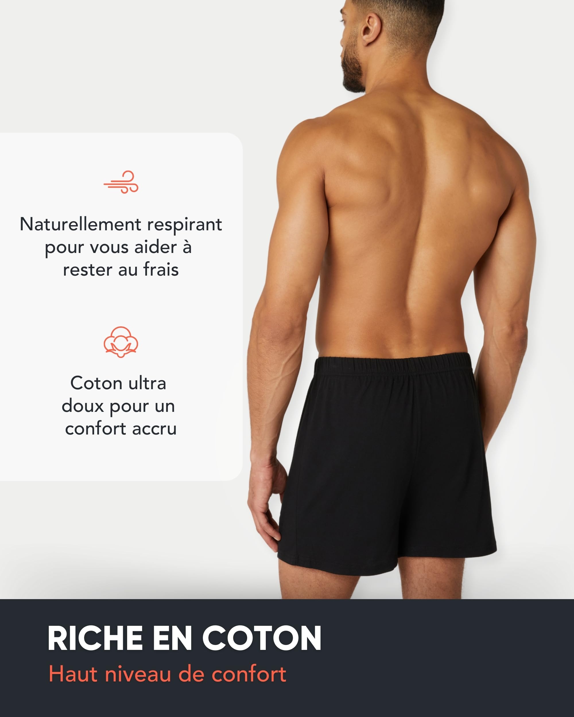 FM London Lot de 5 Boxers pour Homme Coupe Ample, Caleçon Parachute pour Homme en Coton, Sous-Vêtements 100% Coton Ultra Doux Couleurs Unies avec Braguette Boutonnée et Ceinture Extensible Confortable