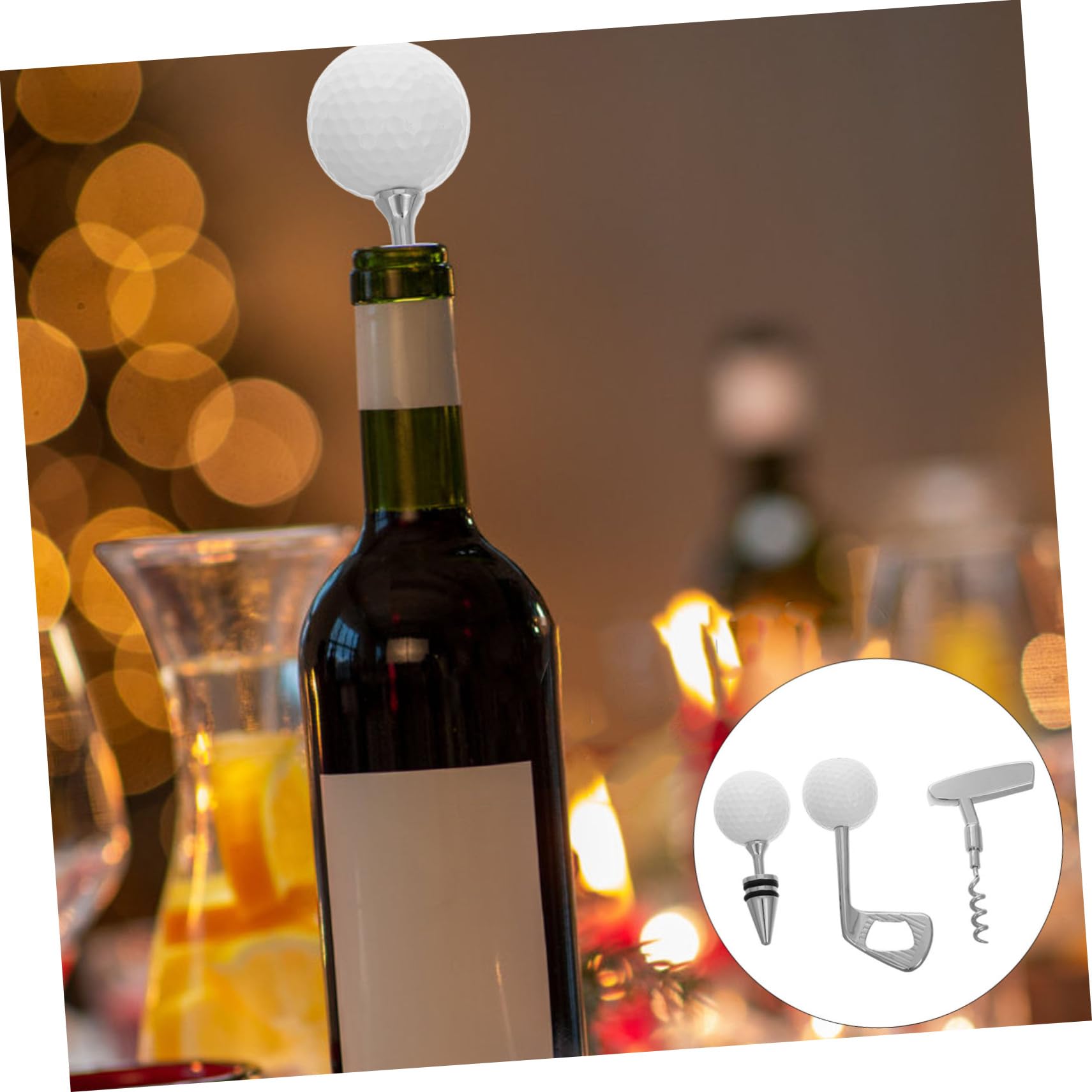 Apribottiglie da Golf Set 1 Pezzo in Acciaio Inox, Argento | Festival Birra Decor, Apri Bottiglie di Vino e Strumento per Aprire la Birra, Stile Moderno