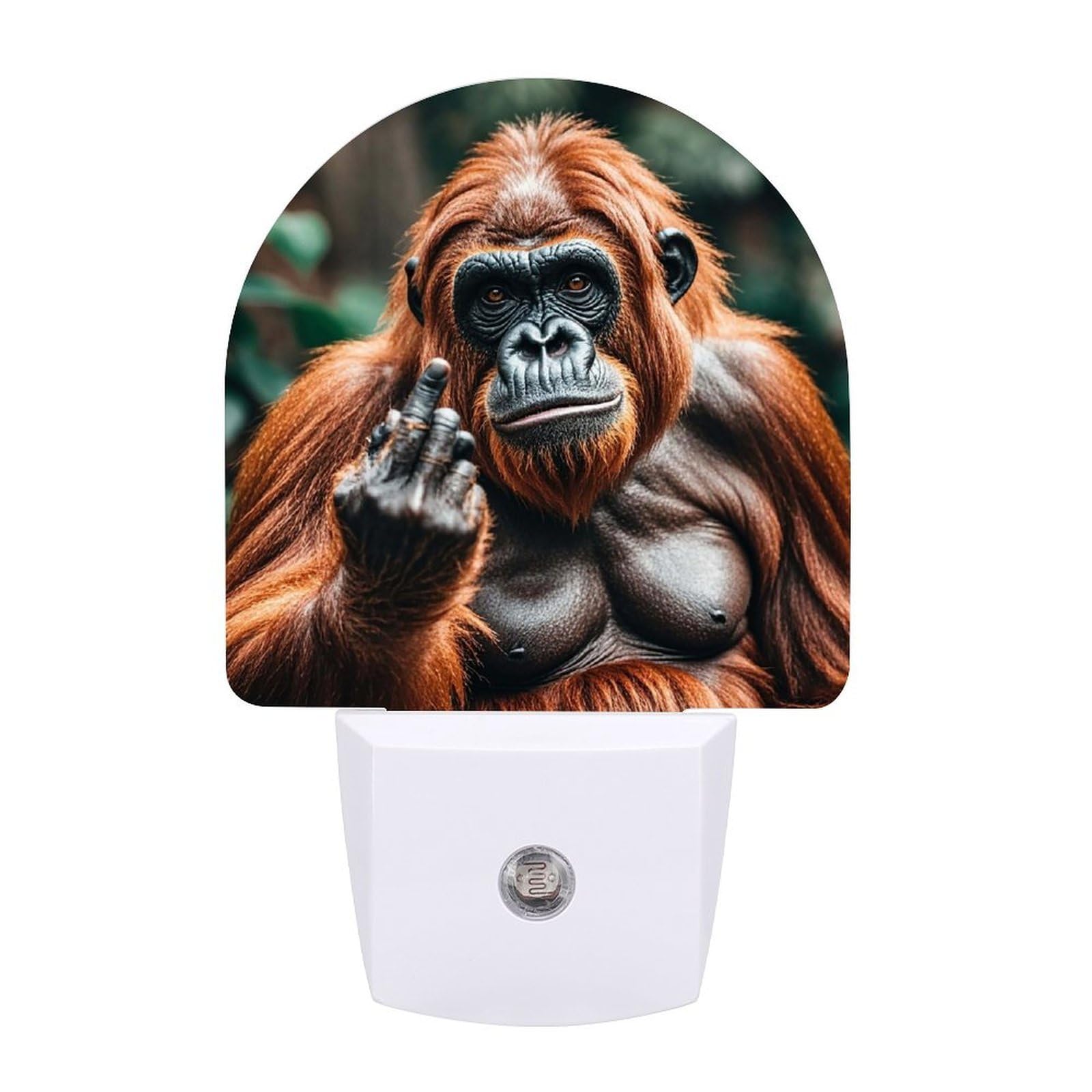 FodPand Night Light Plug Into Wall with Dusk to Dawn Sensor 0.5w Modern LED Gorillas Plug in Night Lamp Warm White Glow Nightlight for Bedroom Hallway Kitchen Bathroom Stairs Corridor(Fan)