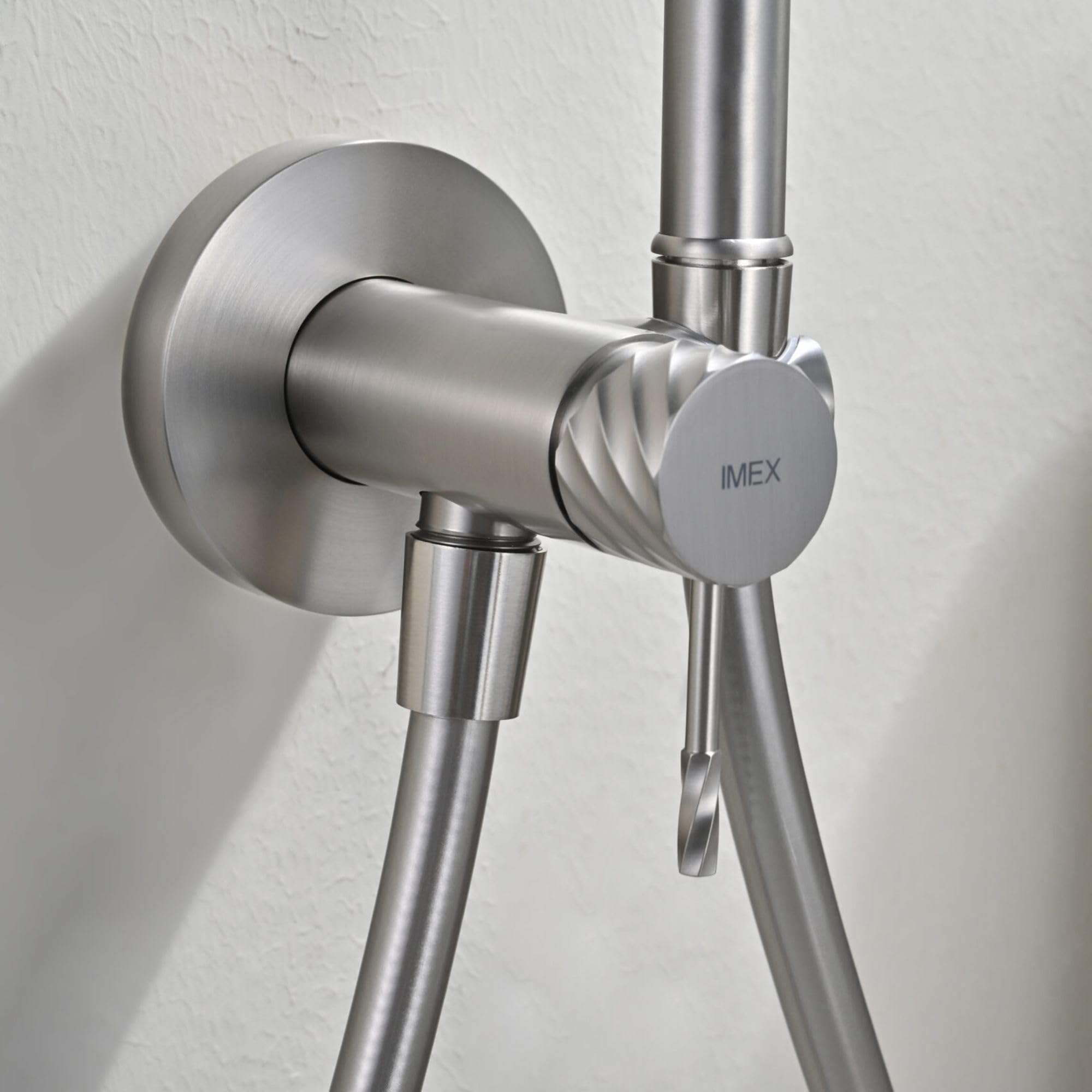 IMEX Bidet prysznic z zimną i gorącą wodą, szczotkowany nikiel, bateria do zabudowy bidet, higieniczna jednouchwytowa głowica prysznicowa do toalety, zamiennik kranu bidetowego, seria Bless