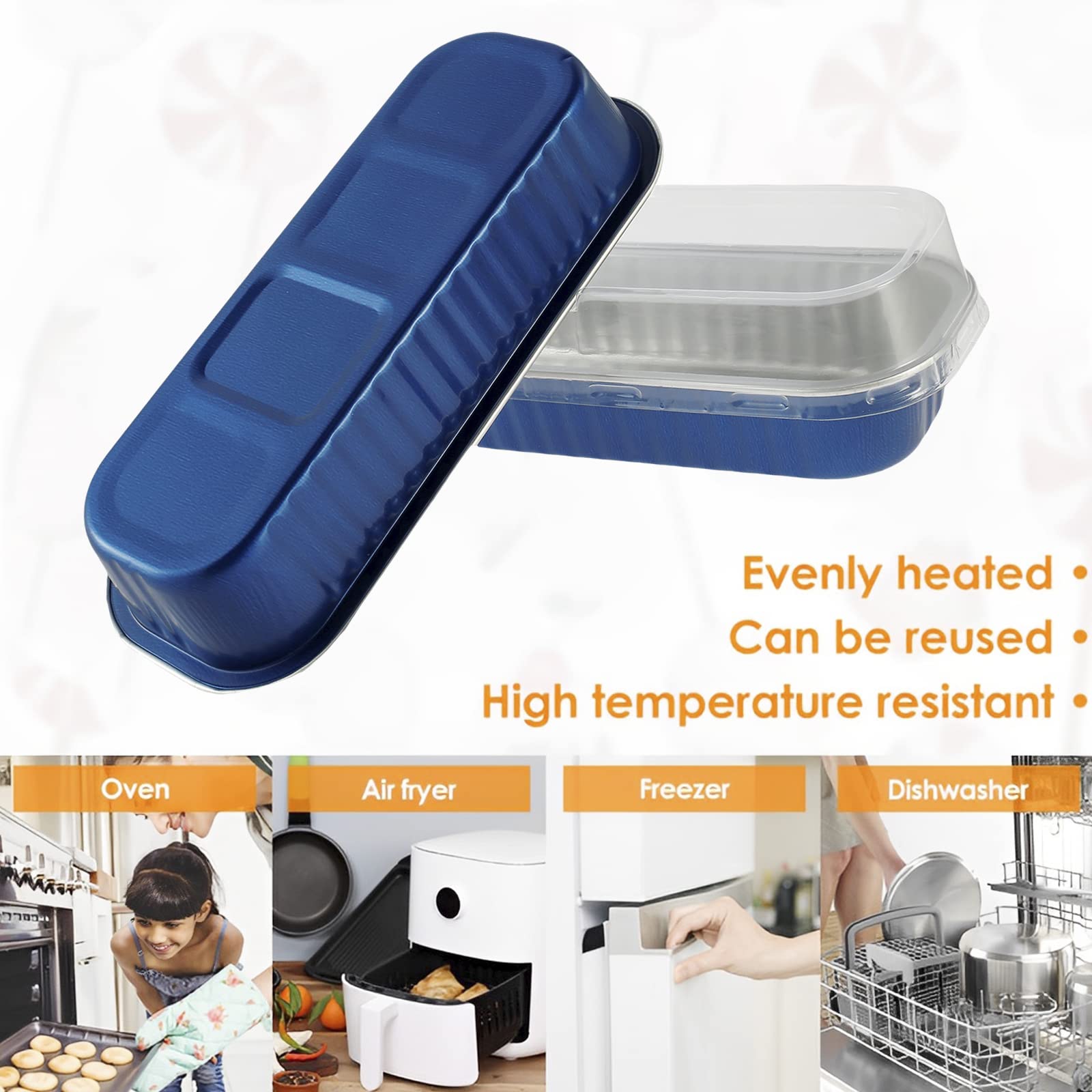 150 mini moldes para tartas con tapas, cucharas de 200 ml, mini moldes para hornear pan, moldes de aluminio para hornear en el hogar y la cocina (color azul piedra preciosa)