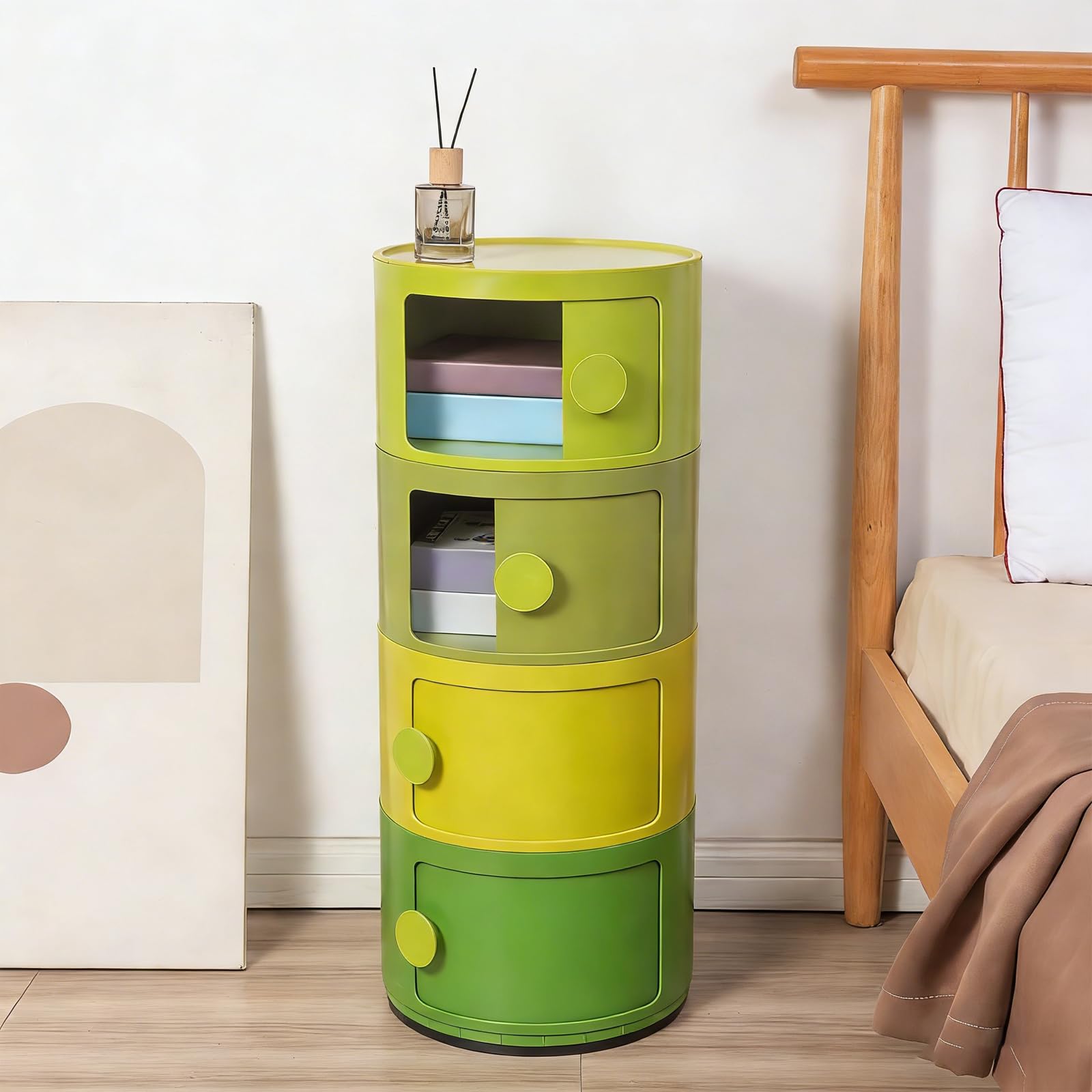 Table de chevet simple dégradée verte pour un réveil doux