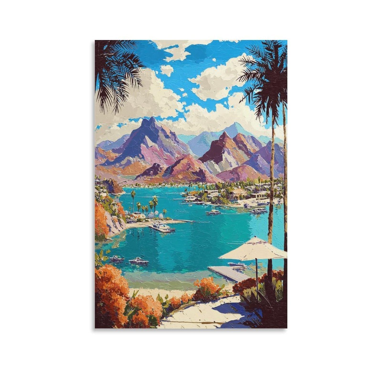 Lake Havasu Posters 20x30inch(50x75cm) Vintage Watercolor Canvas Art