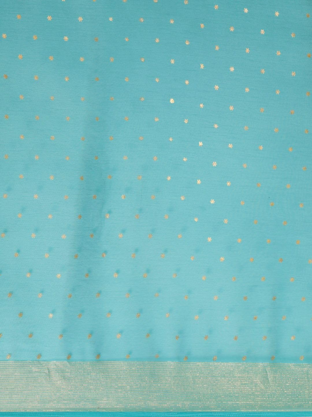 Zari 194422 Zari-Sari aus reinem Chiffon, Blau und Goldfarben, blau, One size