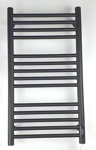 GreenedHouse Siena 400w x 720h Black Electric Heated Towel Rail with Built in Timer