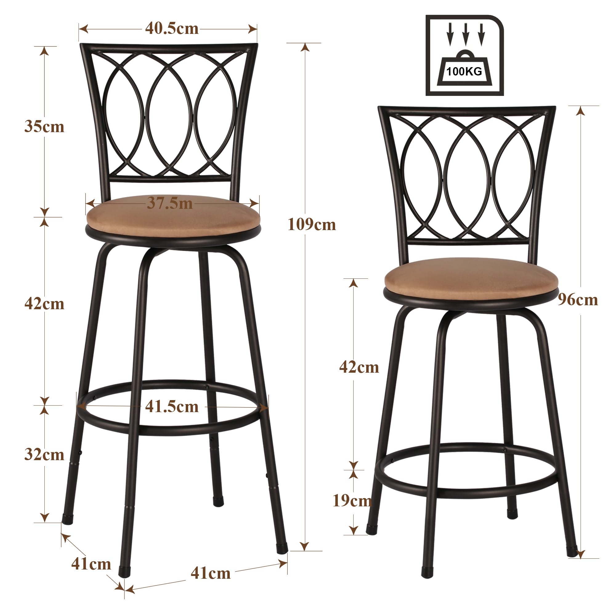 Amazon｜VECELO カウンターチェア バーチェア [2脚セット] ハイチェア