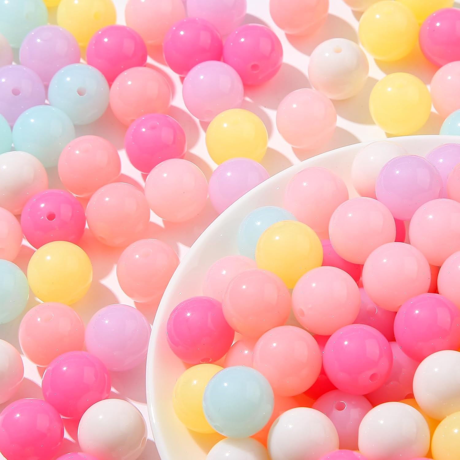 16mm Acrylic Beads 100pcs Pink Candy Color Bead Pen Bubblegum Beads DIY Beading Hairband Bracelets Necklace Craft for DIY Jewelry Making (Cute Pink) - Image 7