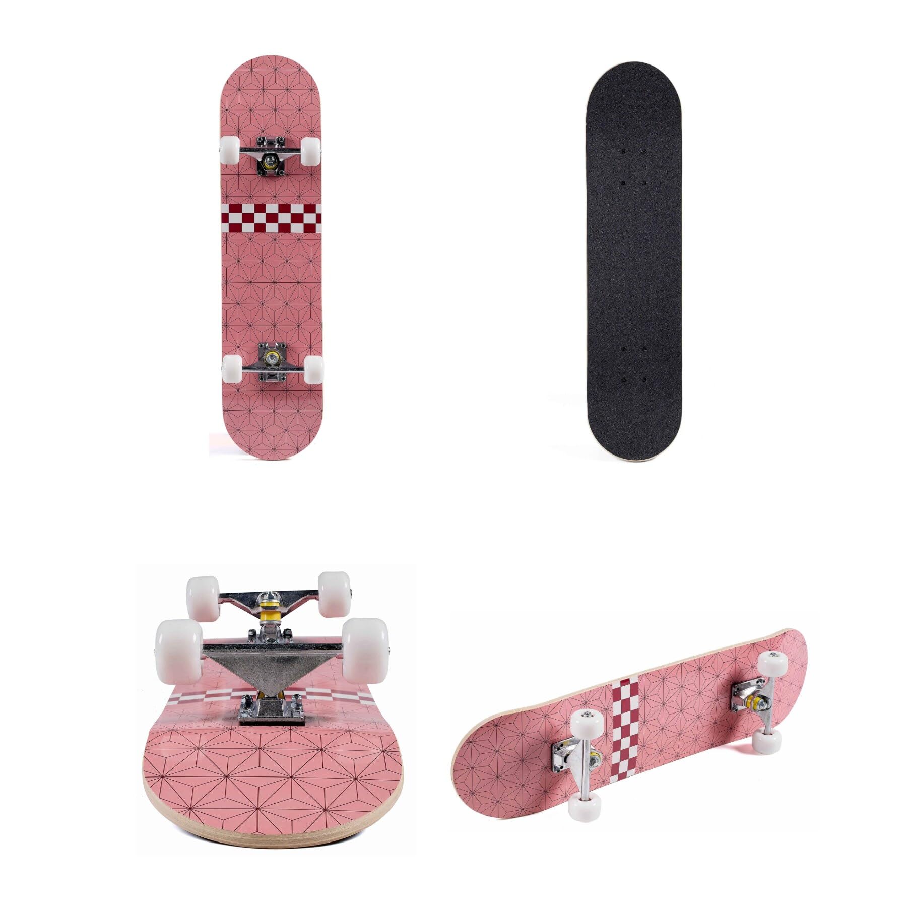 Skateboard pour débutants, skateboard standard complet de 78,7 cm, plateau concave double kick avec 7 couches en bois d'érable, roues et roulements lisses