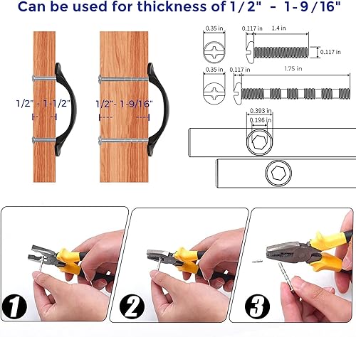 Miniatura 4 de Ravinte Paquete de 30 manijas de gabinete de cocina con arco redondeado de 3 pulgadas, color negro mate, tiradores curvos negros para cajones,