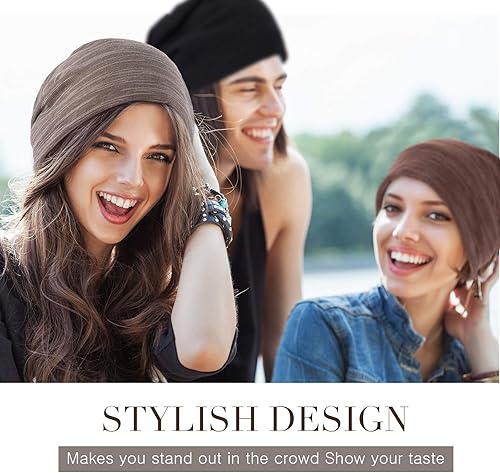 Miniatura 2 de Gorro holgado de 4 piezas, gorro para dormir, gorro de dormir holgado de punto con calavera para hombres y mujeres