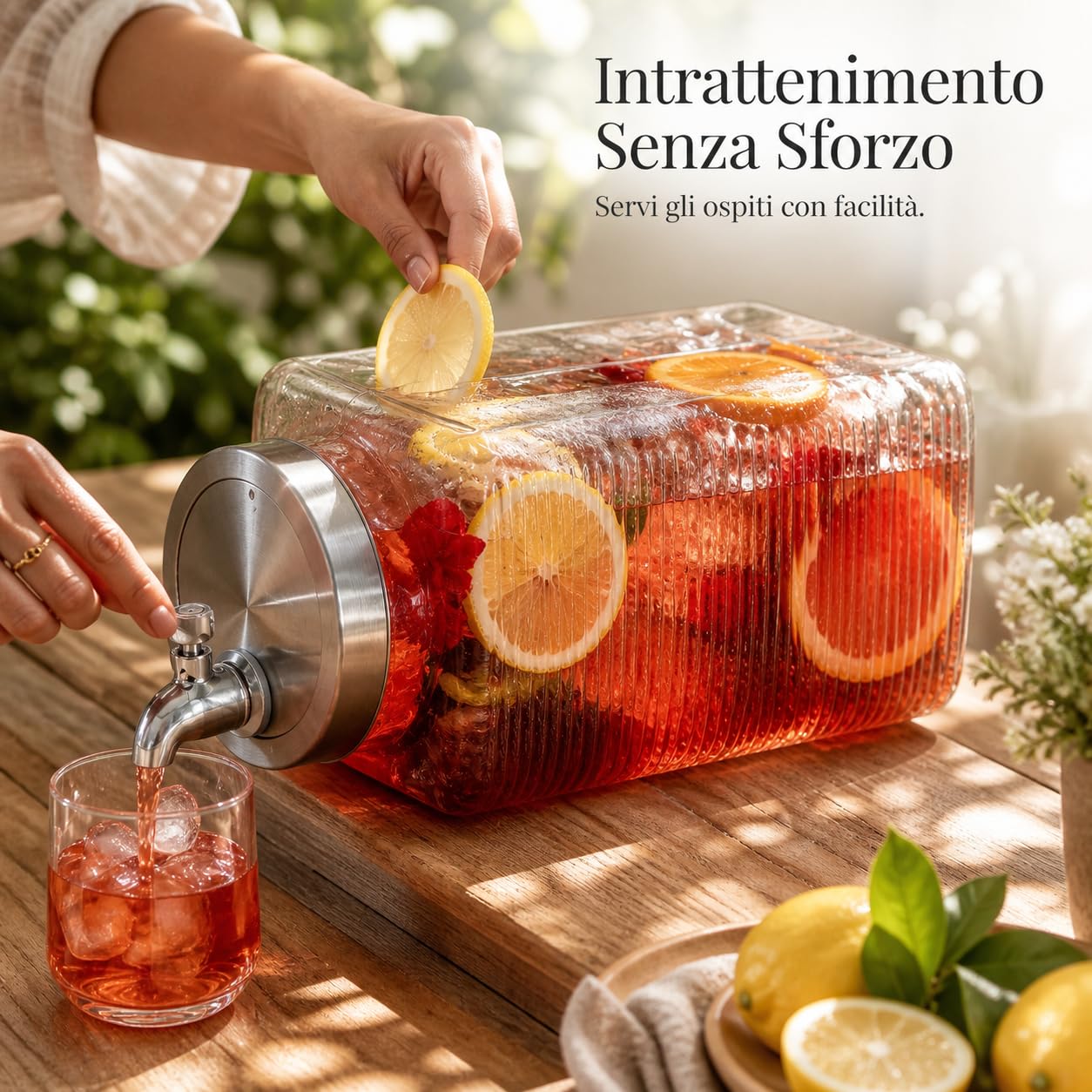 Dispenser Bevande Frigorifero Rubinetto, Struttura in vetro, Contenitore con dosatore, Per idratazione quotidiana, Per lavoratori d'ufficio, style to 1