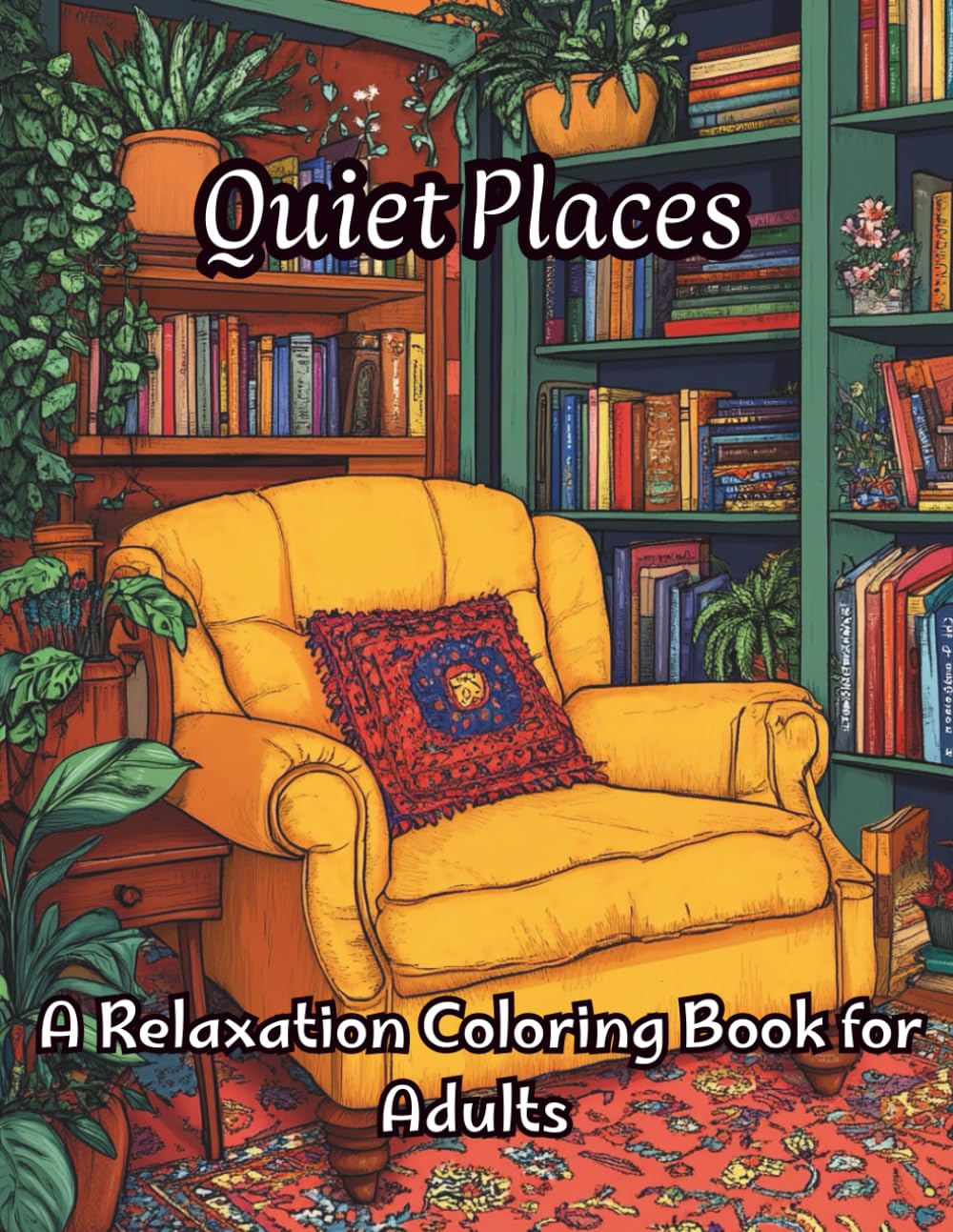 Quiet Places: A Relaxation Coloring Book for Adults: Cozy Interior Scenes, Book Nooks, and Serene Living Spaces