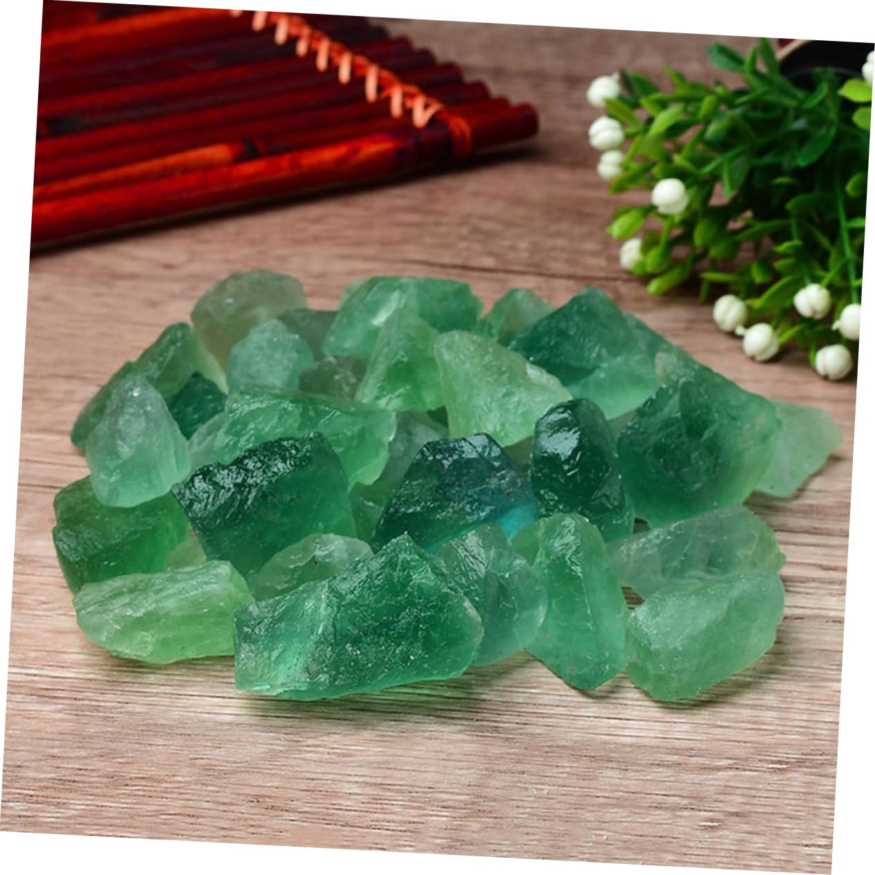 Piedras de Fluorita Verde Natural 3-5 Cm 500 G Difusores Aromaterapia para Decoración de Acuarios y Manualidades Artesanales, Relleno de Jarrones, Uso Terapéutico y Creativo