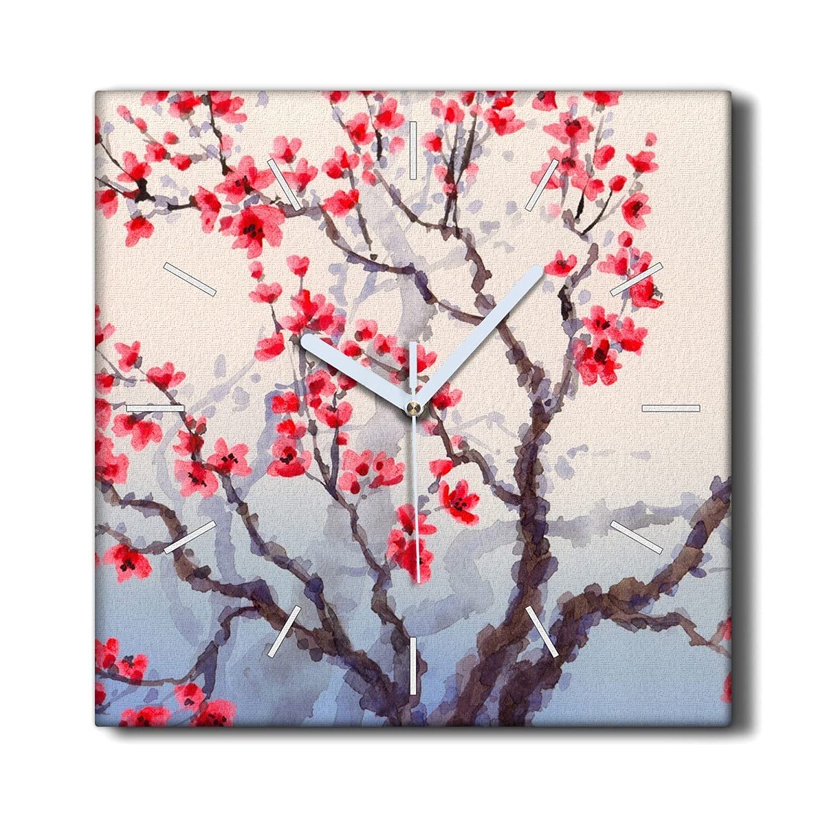 Horloge murale toile sans tic-tac nature fleurie pour une ambiance zen au salon