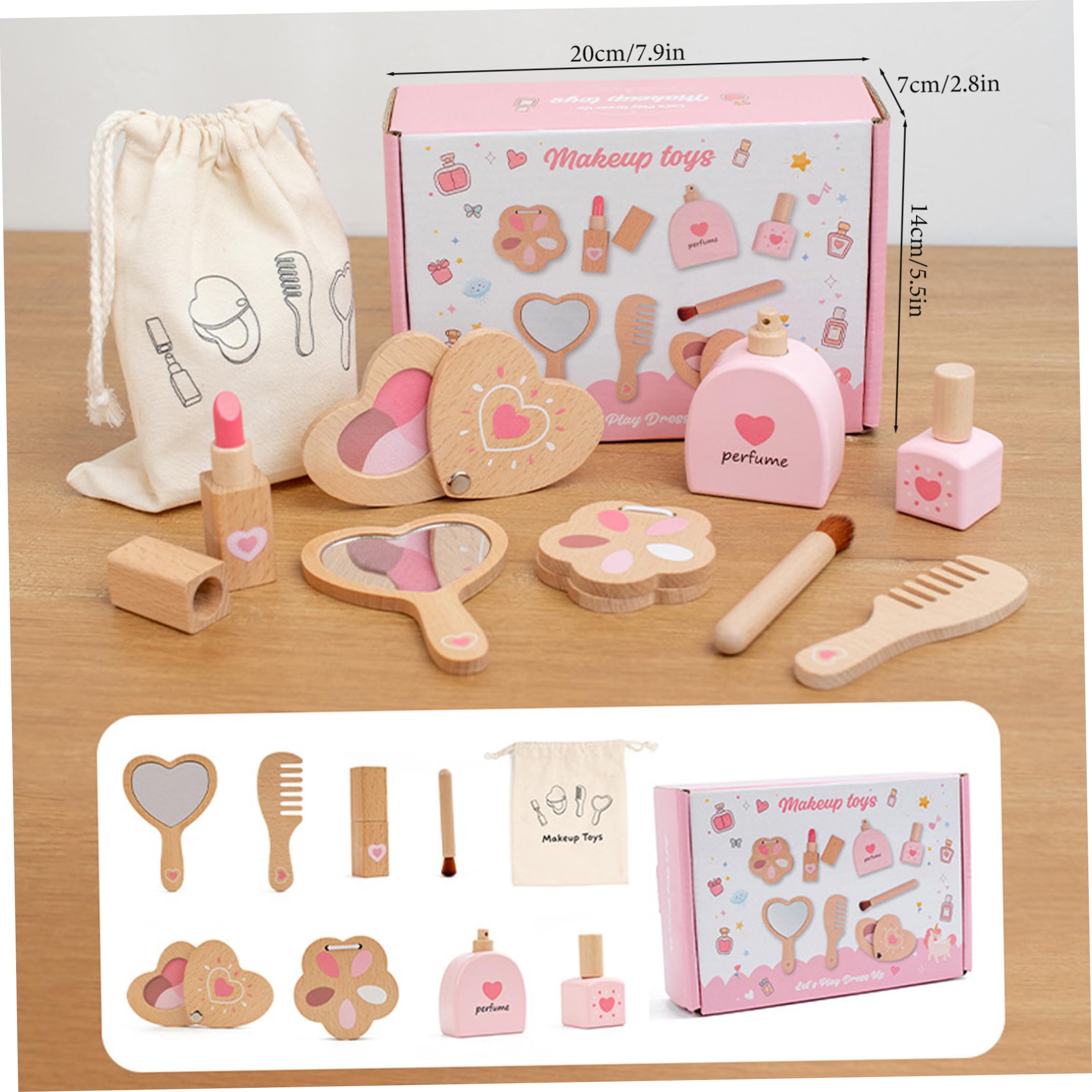 Juegos de Maquillaje de fantasía para niñas, Juego de Maquillaje de Madera para niños