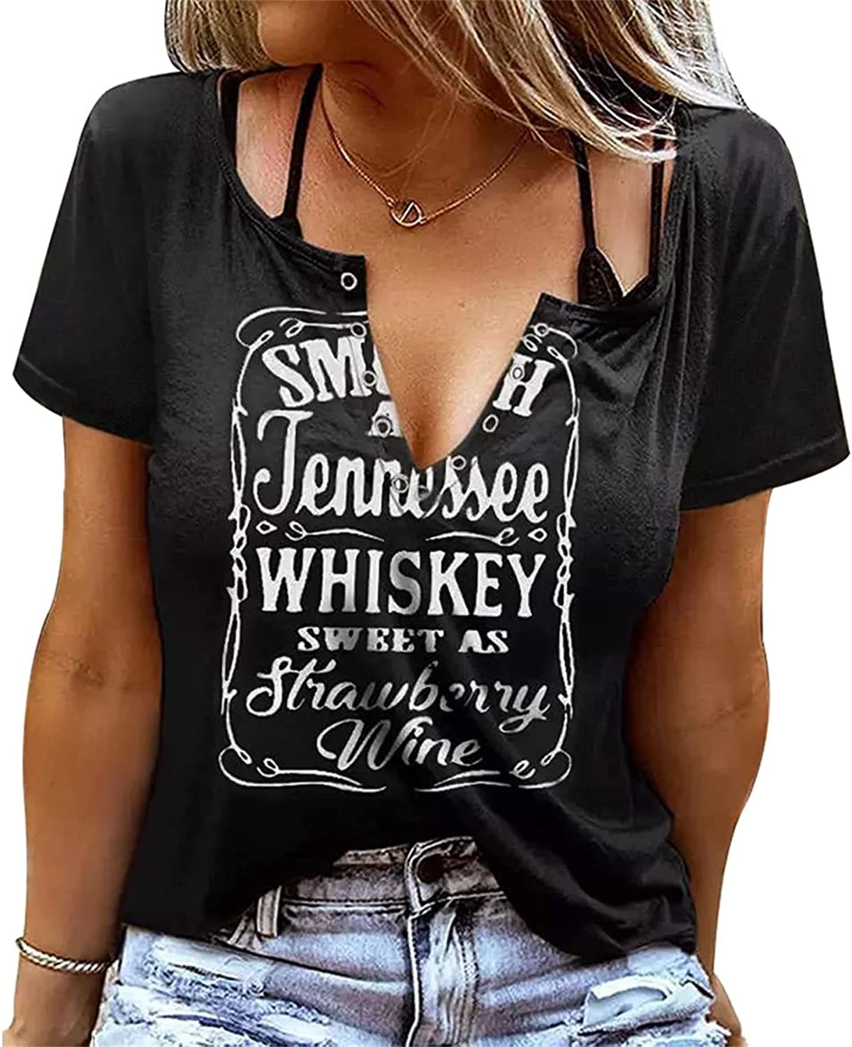 Sponsored Ad – Womens Summer Graphic Tee Shirts Cowgirl Country Concert Outfits Shirts Casual V Neck Short Sleeve Shirts Tops