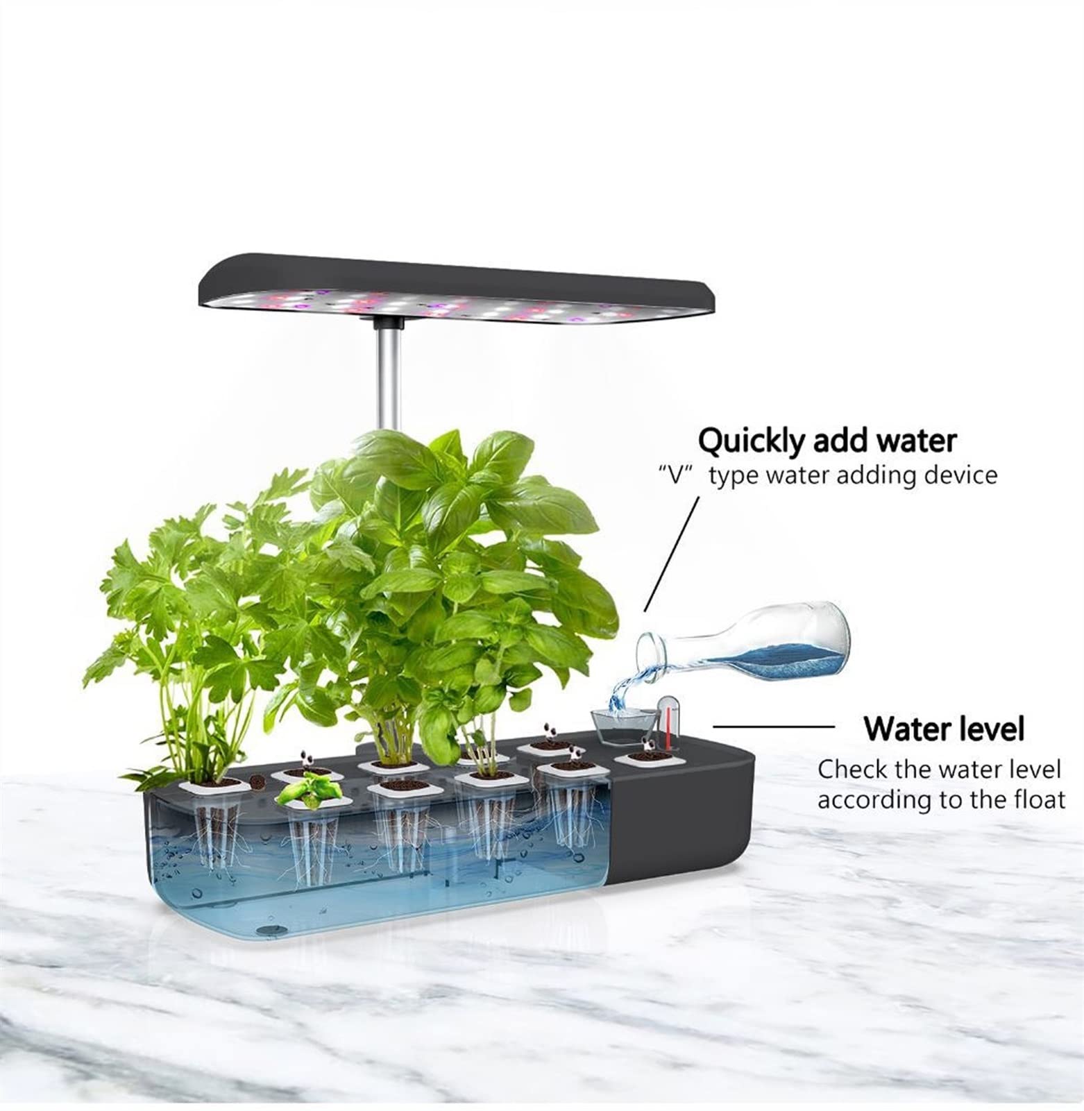 Végétal en Bonne santé, Fruits, système de Croissance de l'hydroponie Complete Kit de démarreur de Jardin d'herbes d'intérieur avec LED Faire Pousser la lumière (Color : White, Size : 1)