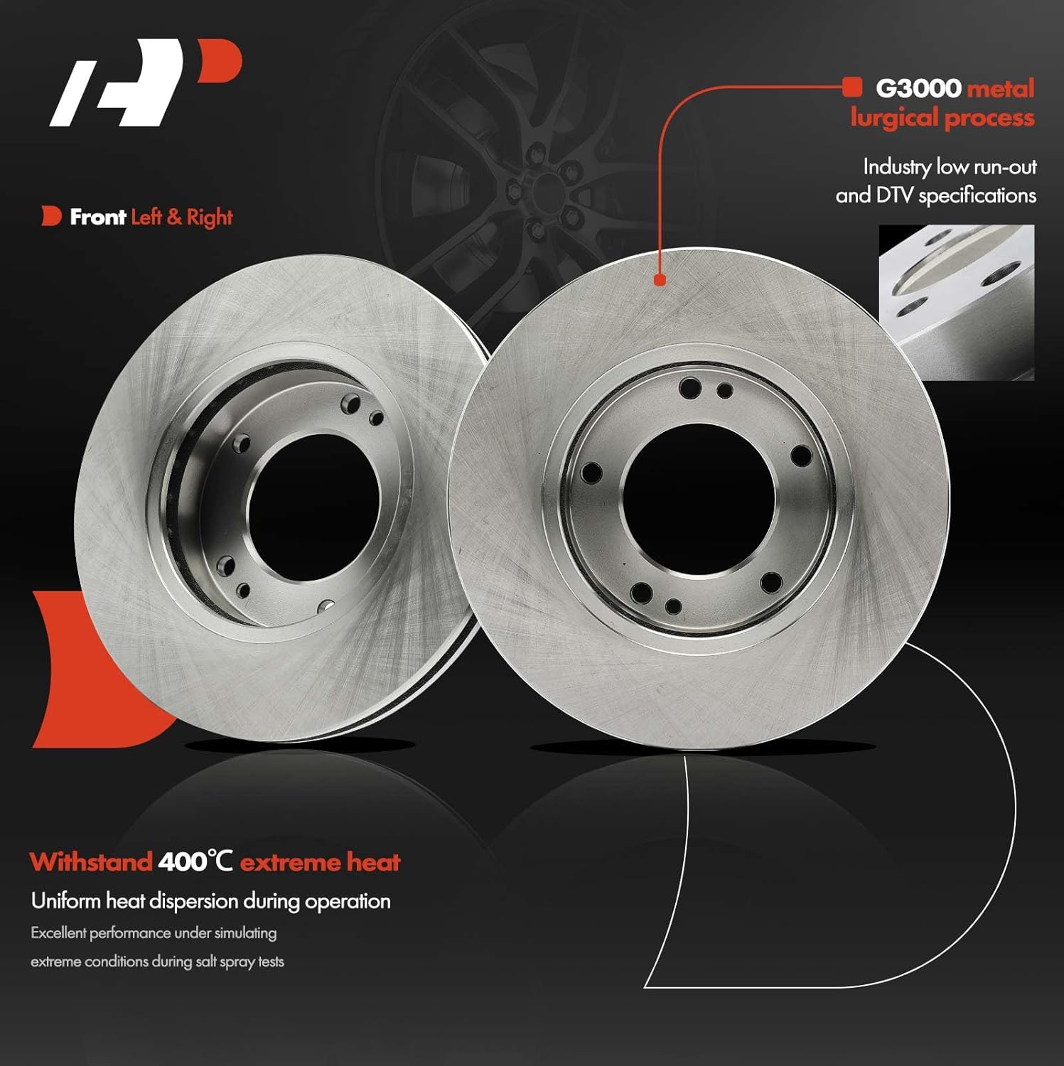 A-Premium 11.79 inch (299.5mm) Front Vented Disc Brake Rotors Compatible with Select Kia Models - Sorento 2003 2004 2005 2006, 2-PC Set