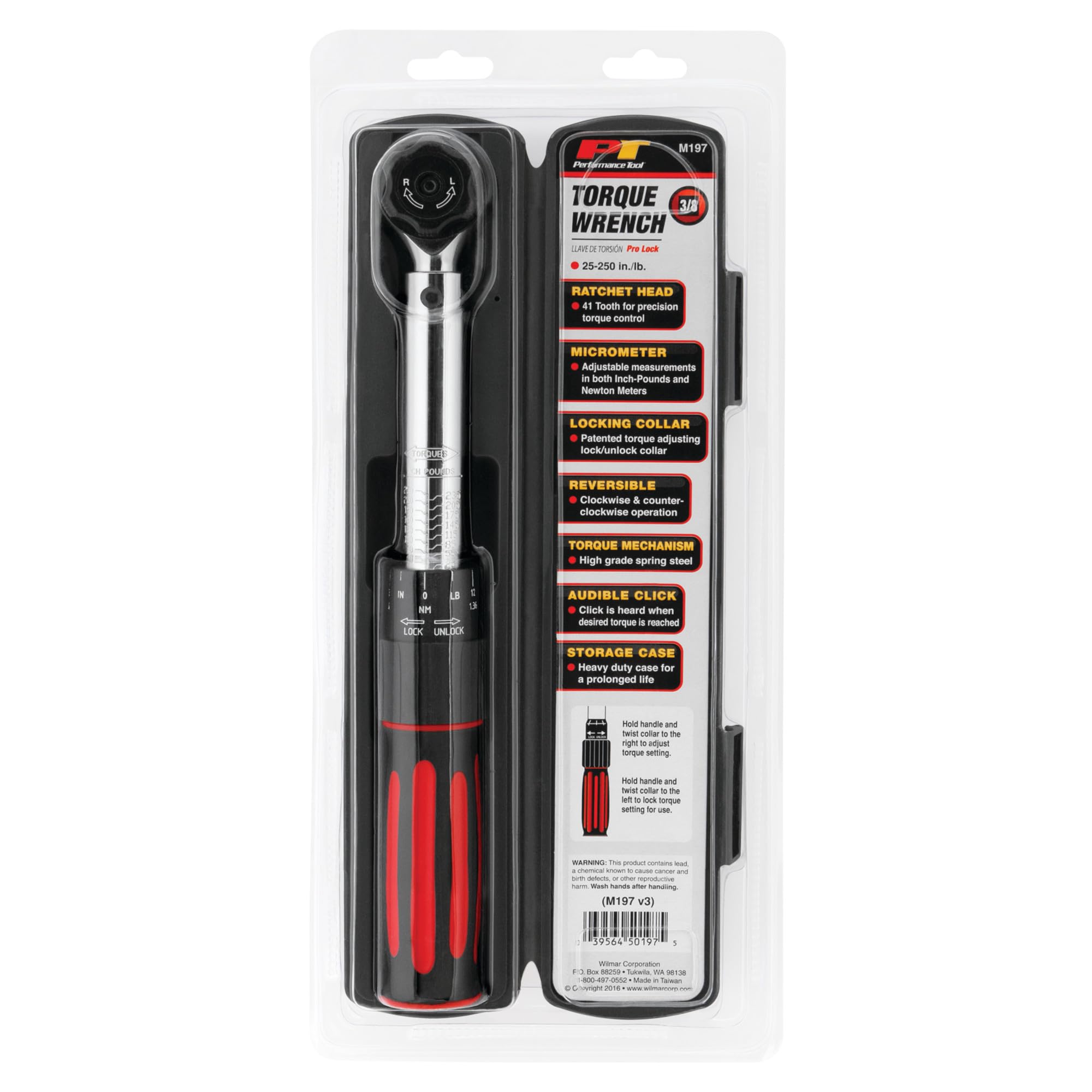 Performance Tool M195 0 – 80 in/lb & 0 – 7 newton-meter Beam Style Torque wrench, M197
