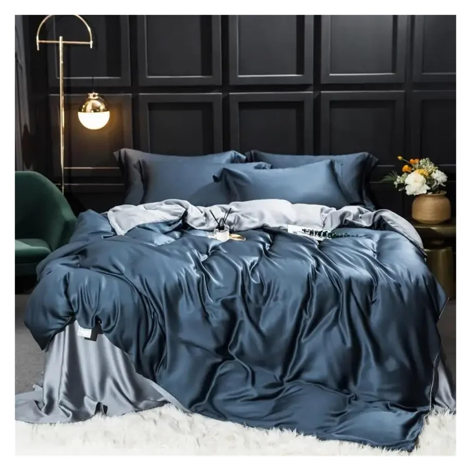 Sbcgfy D Luxury Silk Beauty Bedding Set Silk Uvet Cover Flat Sheet Be Linen Pillowcase Compatible With A Bedult Set 4Pcs,Cotton Uvet,-Queen