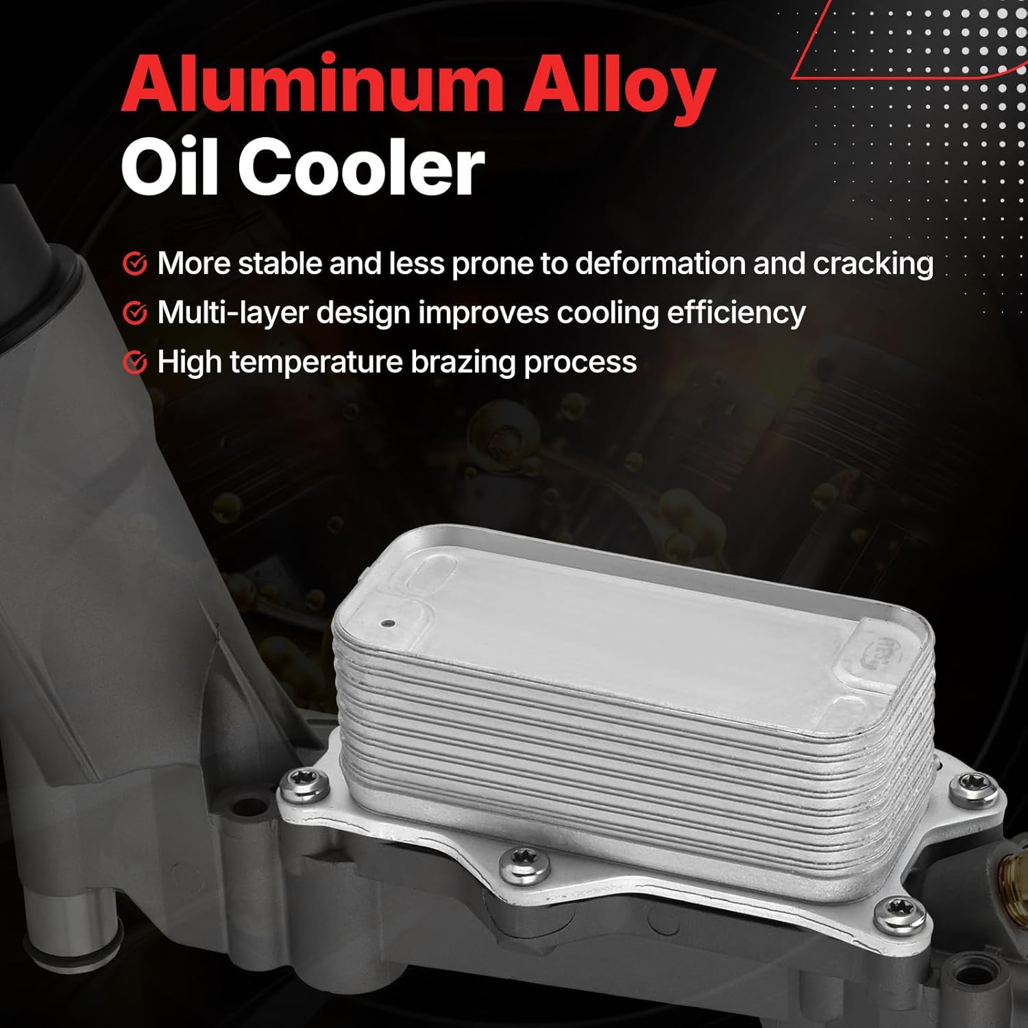 926-876 Aluminum Engine Oil Cooler Oil Filter Housing Adapter For 2011-2016 Dodge Charger,Chrysler 200 300, Grand Cherokee, Wrangler, Ram 1500 ProMaster 3.6L Replaces# 5184304AE (926-876, 1PCS)