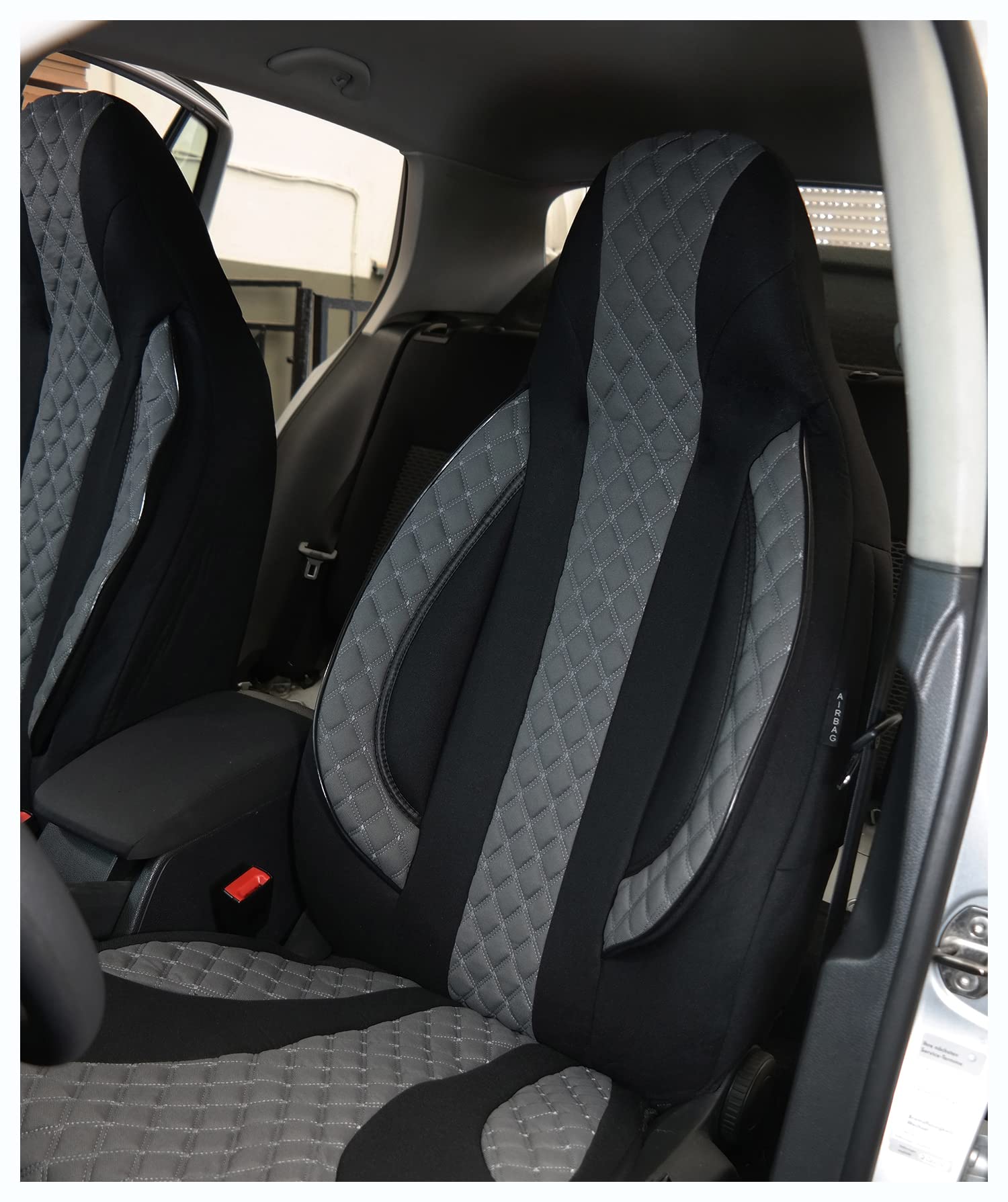 BREMER SITZBEZÜGE Fundas de Asiento a Medida compatibles con Nissan NV200 Conductor y Pasajero a Partir de 2009 PL407 Negro/Gris