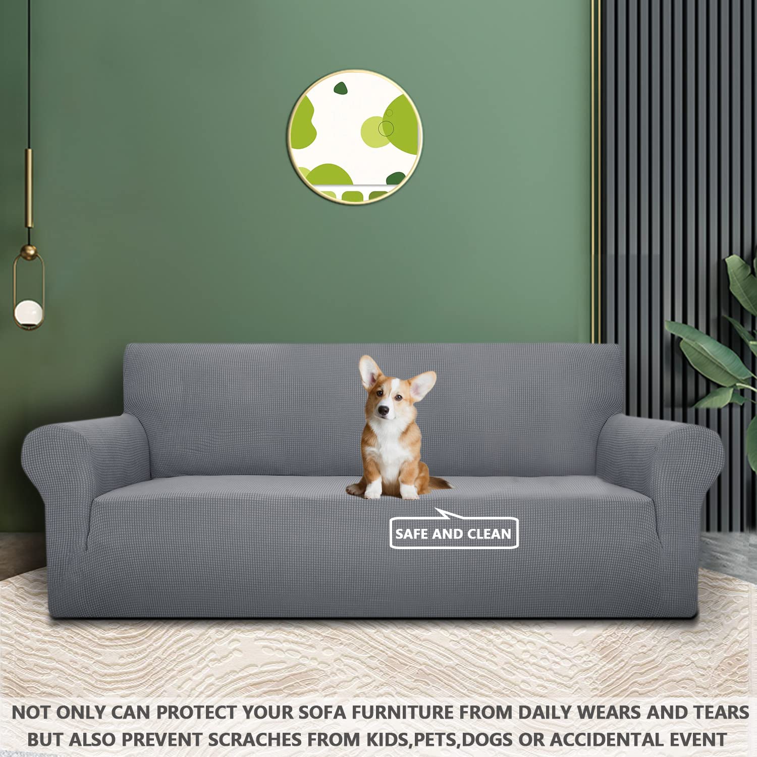 YSTELLAA Superelastischer Sofabezug Sofabezug Kratzfester Sofabezug für Hunde und Katzen Wasserdichter und Antifouling-Sofabezug (HELLGRAU, 2SITZER(145CM-178CM))