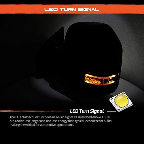 Miniatura 3 de AKKON - Para Ford F150 2015-2018 [enchufe de 8 pines] Par de espejos laterales de remolque con calefacción + calefacción + señal de giro con textura