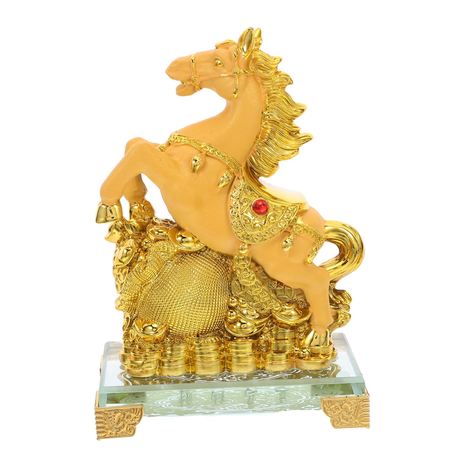 Figurine de cheval Feng Shui doré STOBAZA en résine pour la décoration de bureau