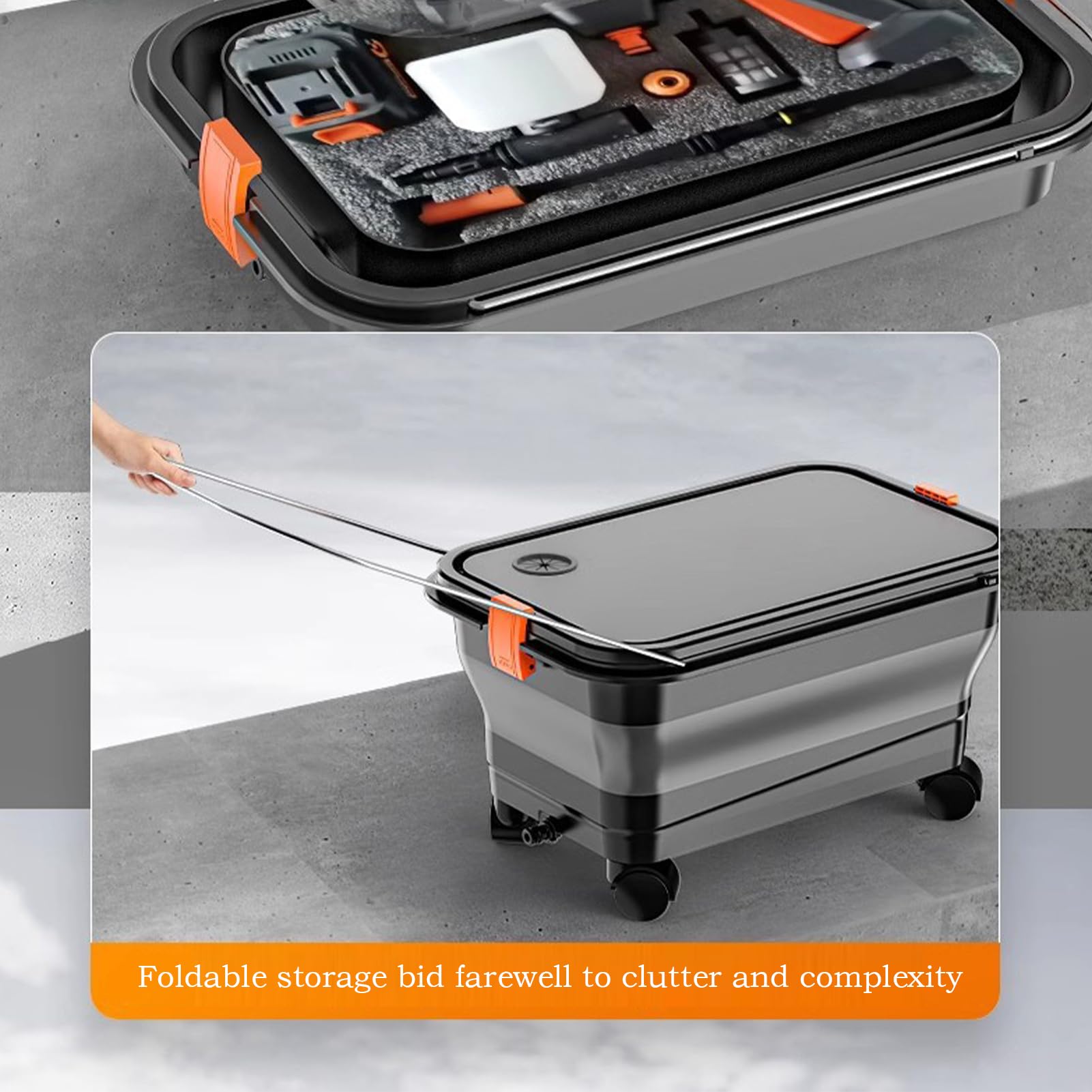 Réservoir d'eau pour Nettoyeur Haute Pression, Réservoir Organisateur 22 litres pour Lavage Auto, Conteneur Pliable de Rangement pour Jardinage Extérieur et Lavage Auto Familial