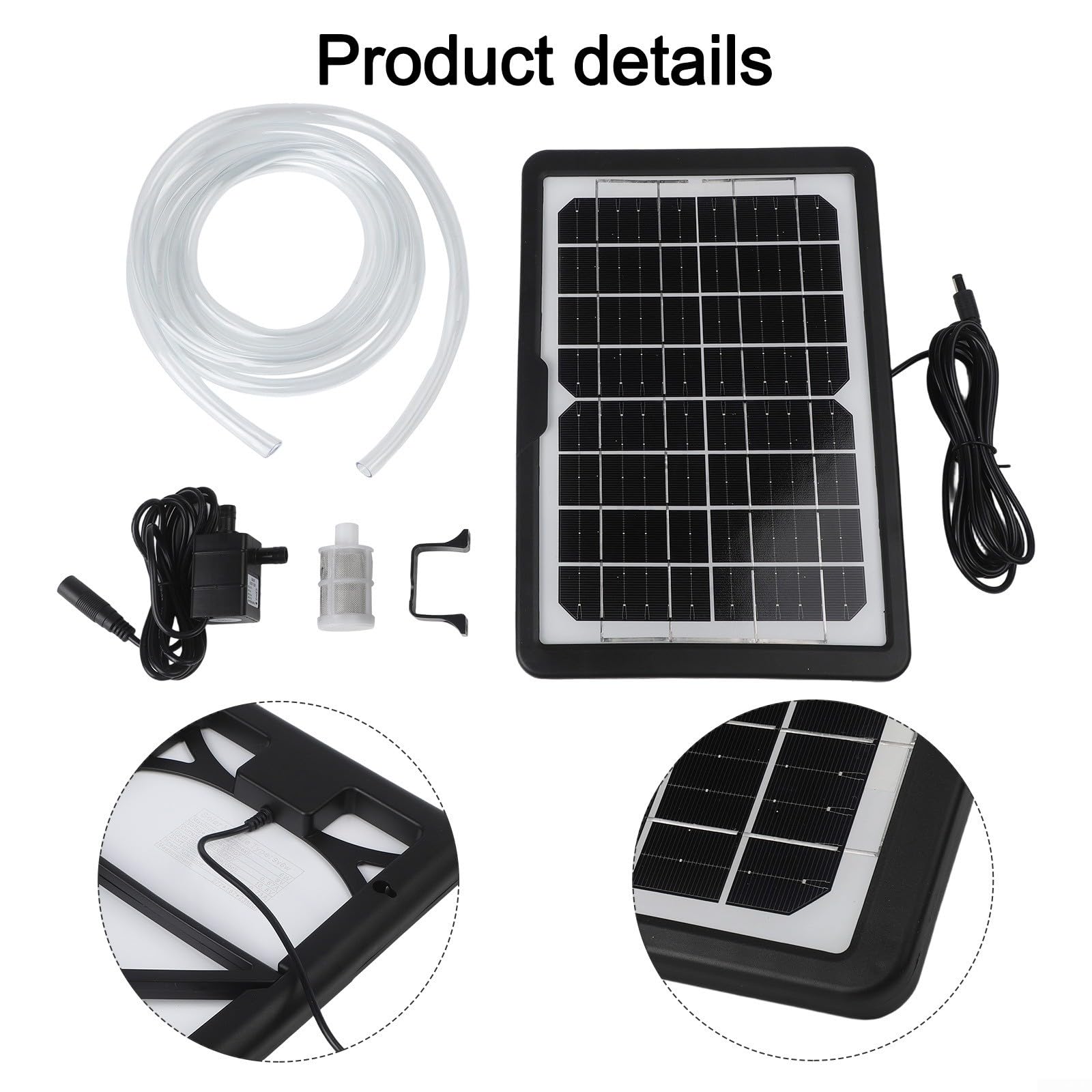 Solar Teichpumpe mit Filter,Solar Springbrunnen Pumpe Kit mit 1.5m Wasserleitung, 6W 9V Solarpanel Unterwasserpumpe für Teich Aquarium Sauerstoffzirkulation 2,5m Förderhöhe
