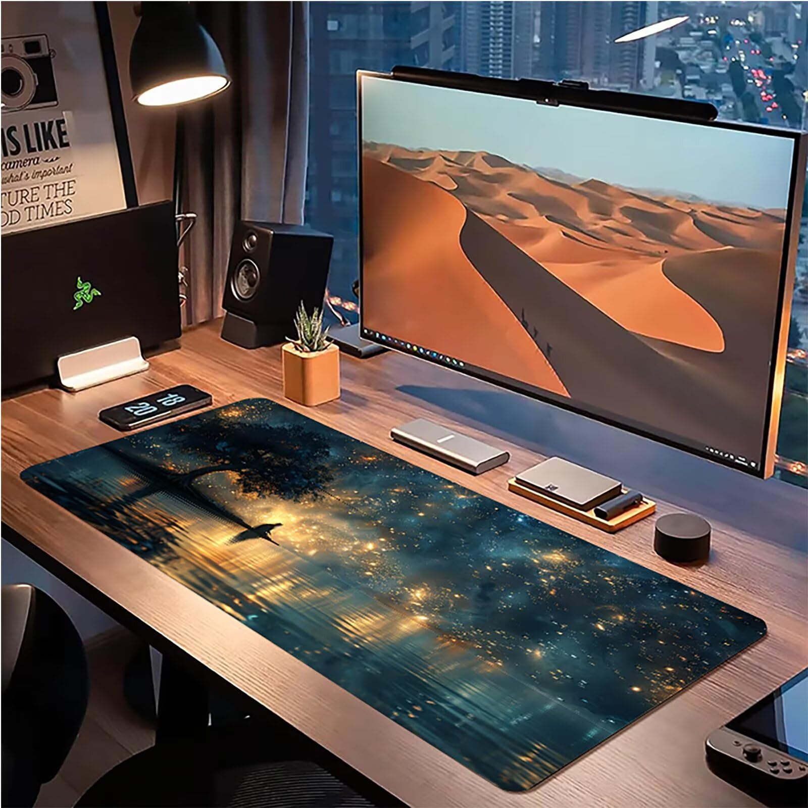 Tappetino Mouse XXL 1500 x 800 mm, Tappetino Mouse Paesaggio, Gaming Mousepad Migliorare la Velocità e la Precisione, Mouse Pad con Base in Gomma Antiscivolo, Ufficio Accessori Gaming, Grigio 7-4052