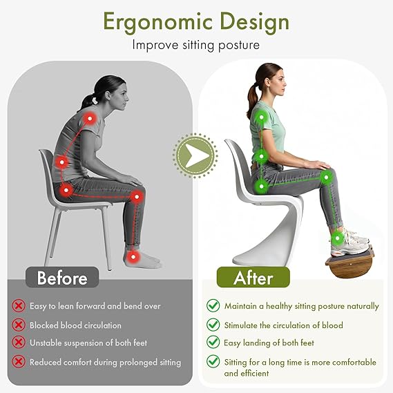 Ergonomic Wooden Foot Rest for Under Desk at Work