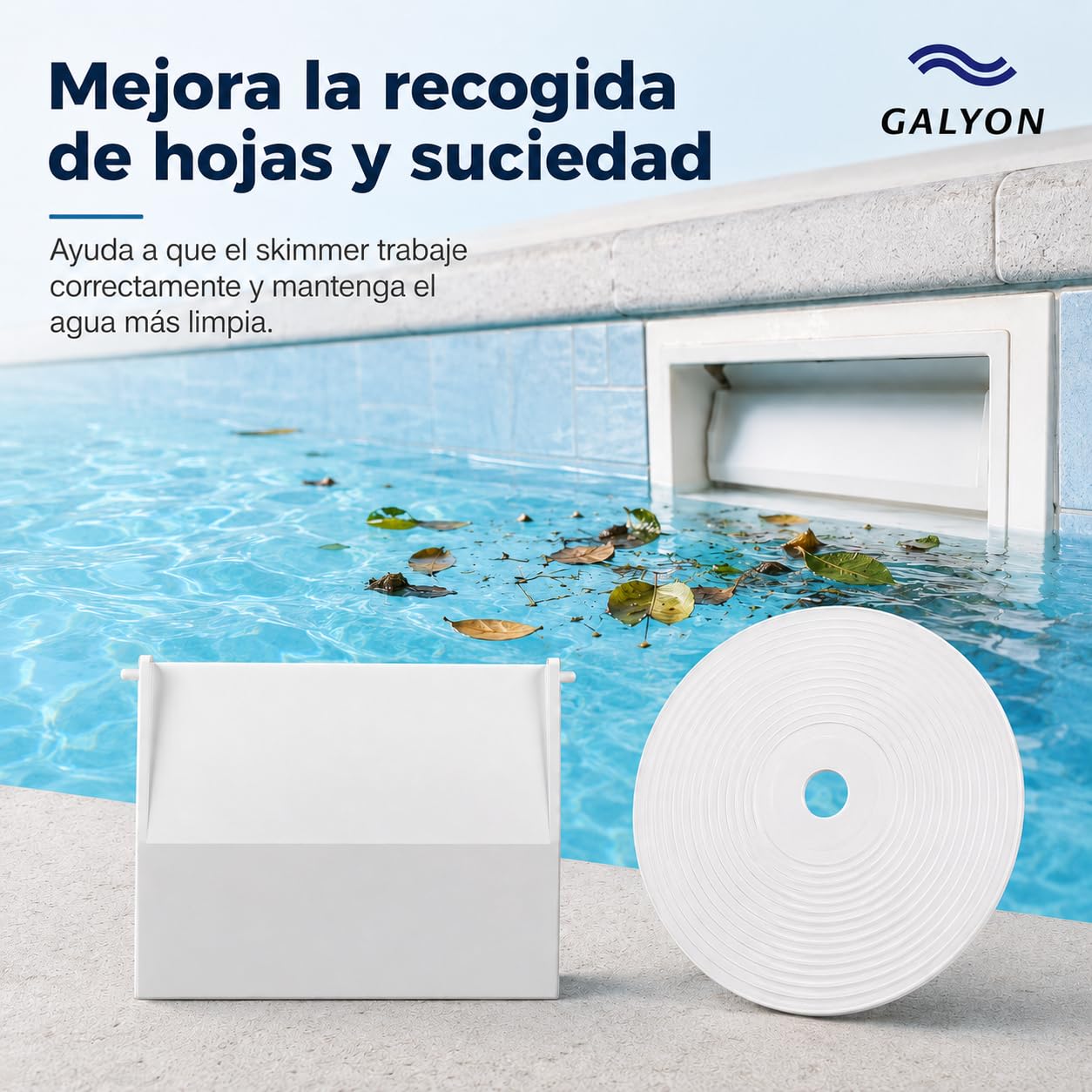 Pack Recambios Skimmer Piscina Compatible con AstralPool | Tapa Skimmer + Compuerta Skimmer con Bisagra | Repuestos para Filtración y Mantenimiento de Piscinas | Color Blanco