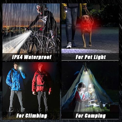 Miniatura 8 de Abnaok Luz de bicicleta con bocina, juego de luces para bicicleta recargable por USB de 120 dB, potente faro delantero y trasero de bicicleta, 4