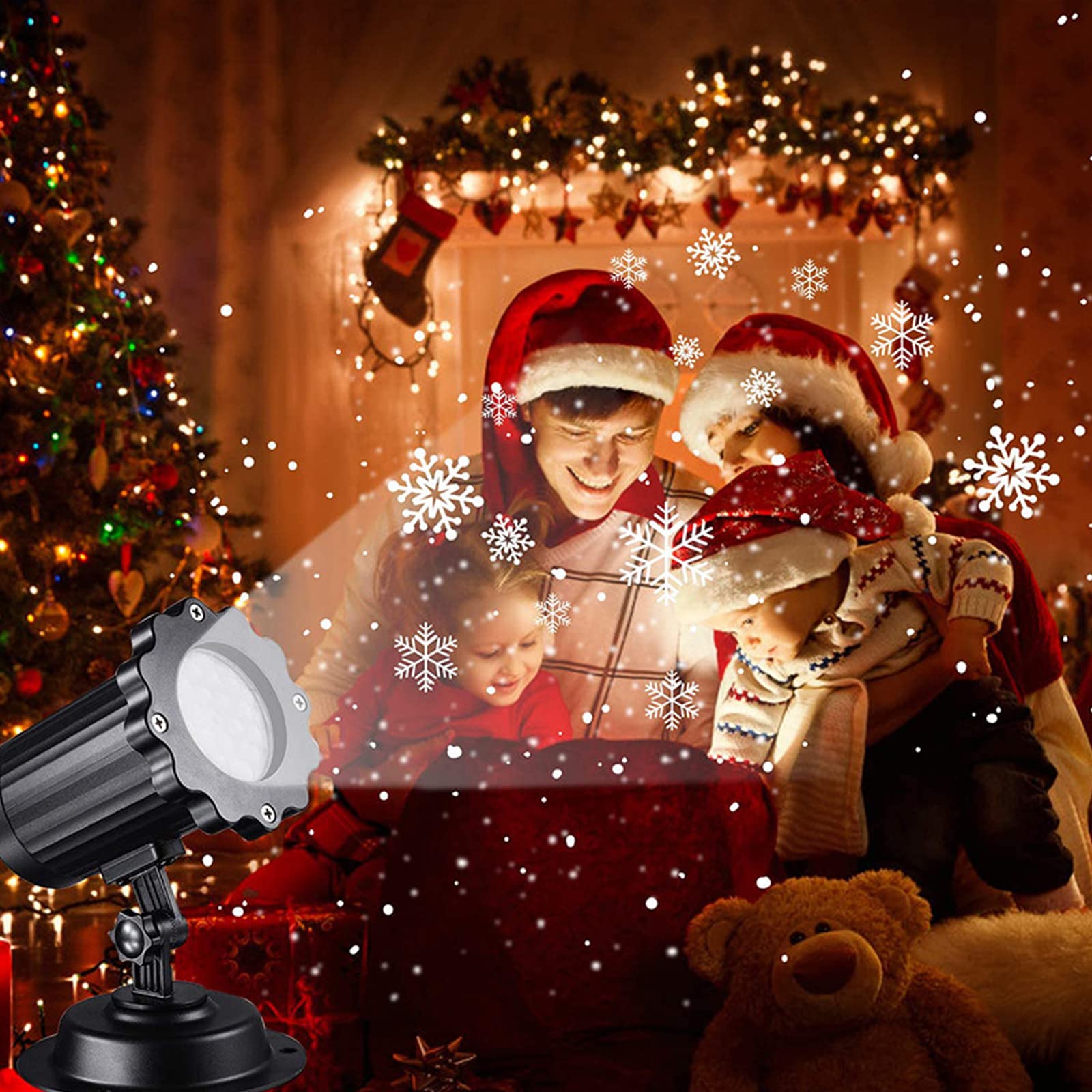 Lumières de projecteur de Noël, projecteur de lumière LED Flocon de Neige avec minuterie à Distance, lumières de projecteur de Noël intérieures/extérieures pour Une Utilisation de fête de dé