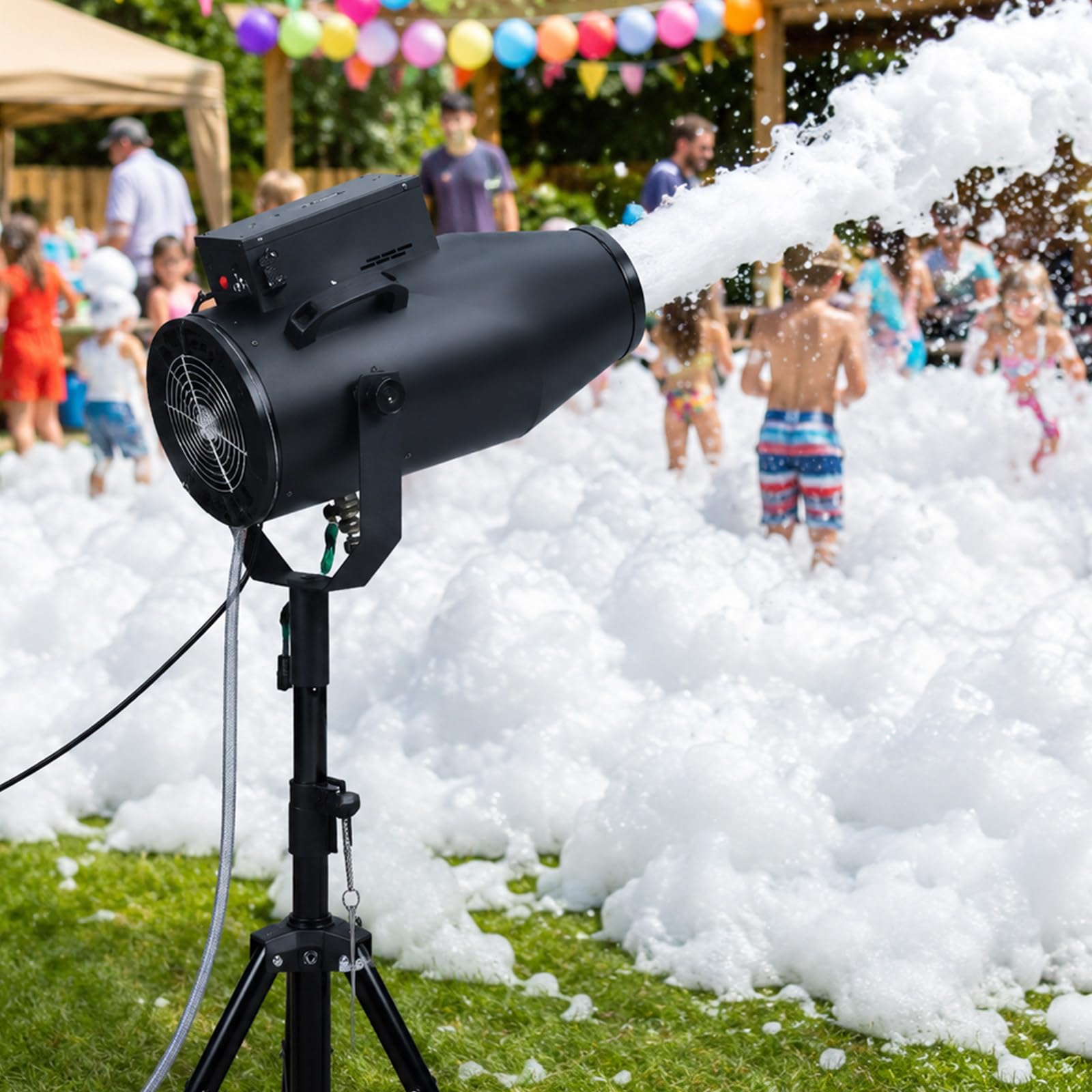 Lilishangmao Black Foam Machine, Party Foam Cannon 1000W With Adjustable Spray Angle, Portable Tripod And Water Pump, Outdoor Foam Maker For Pool, Garden, School And Mall Events Fun
