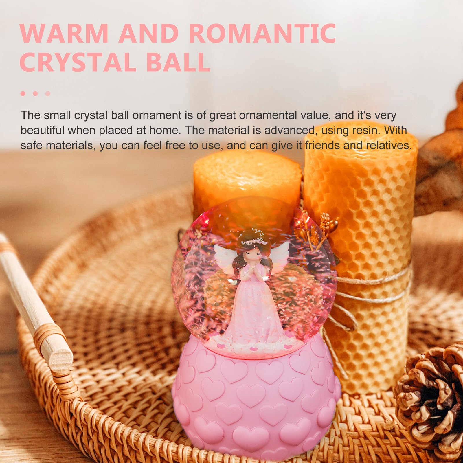 ifundom Sfera di Cristallo Musicale Decorativa Luci e Melodia, Rosa