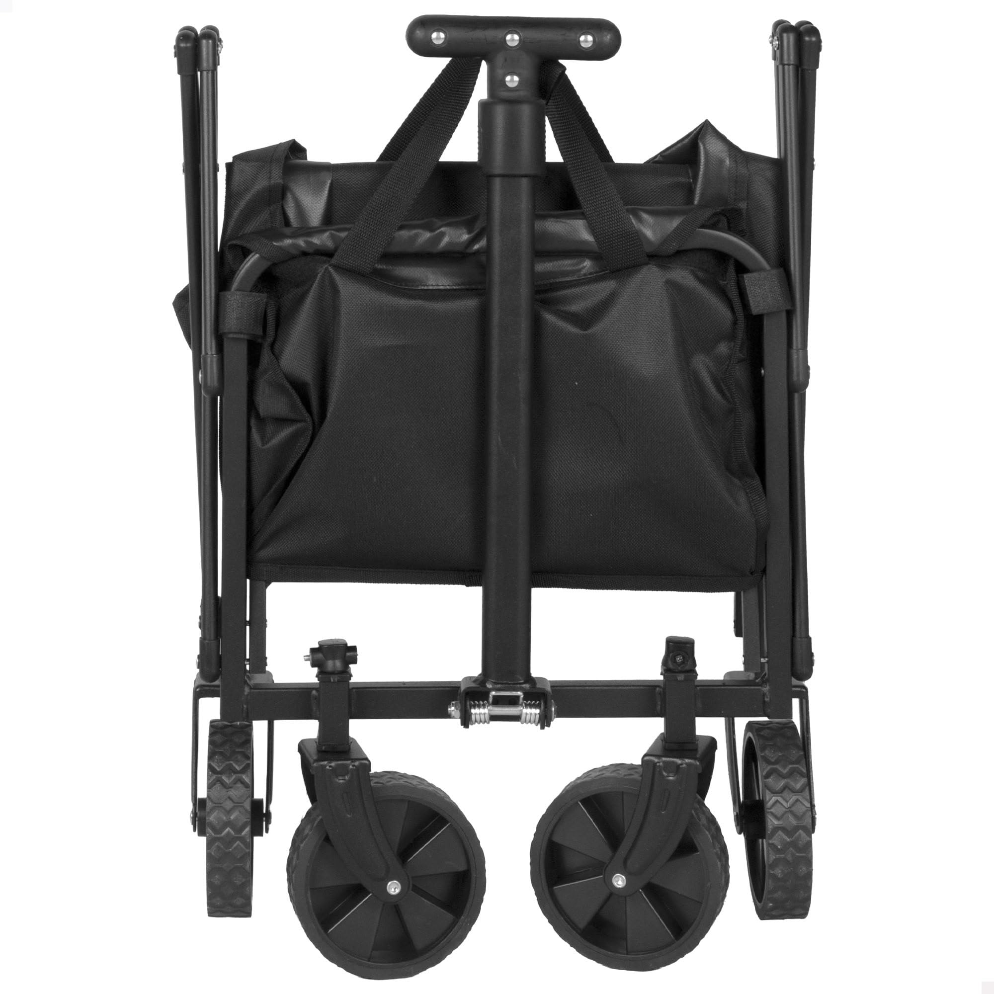 AKTIVE Chariot de Plage léger, Noir, 58x35x86 cm, Pliage en accordéon, Poignée réglable, Capacité de Charge 50 kg, Structure en Acier, Chariot de Transport à roulettes, Chariots (62501)