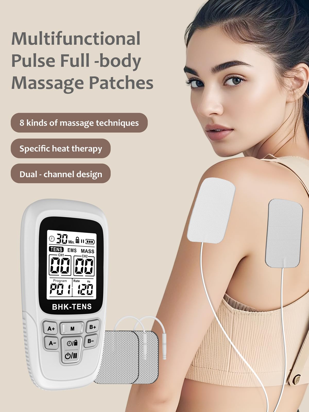 Stimolatore muscolare EMS, per alleviare il dolore alla schiena, mini macchina TENS KR280 bianco (bianco)