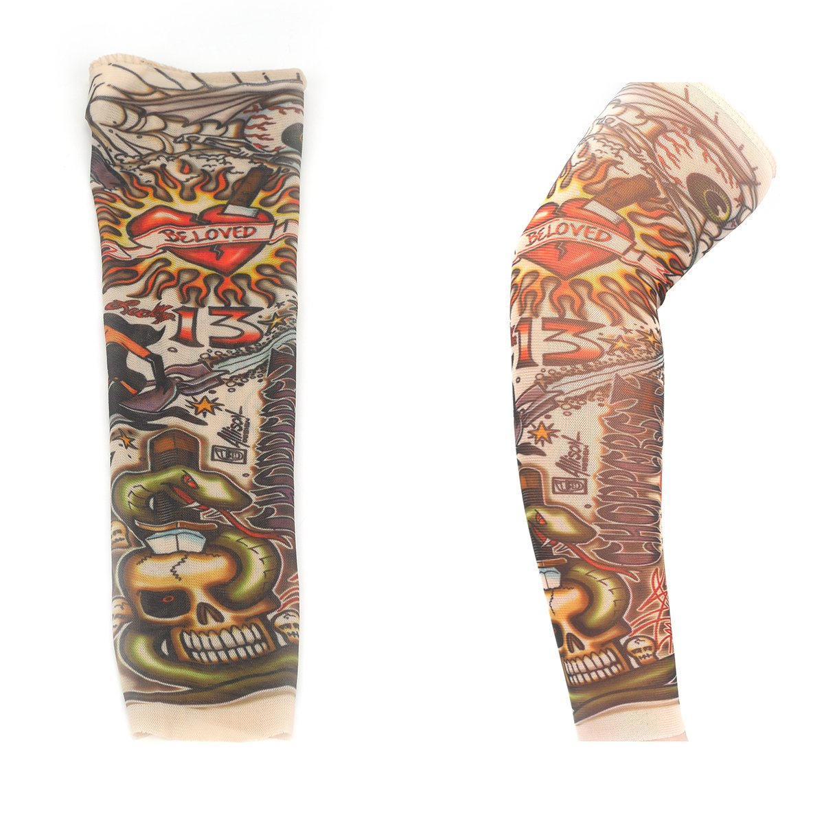 VOSO 2 Pcs Fake Nylon Kid Temporary Fake Tattoo Sleeves Arm Stockings Goth Punk Cool Child (Snake)