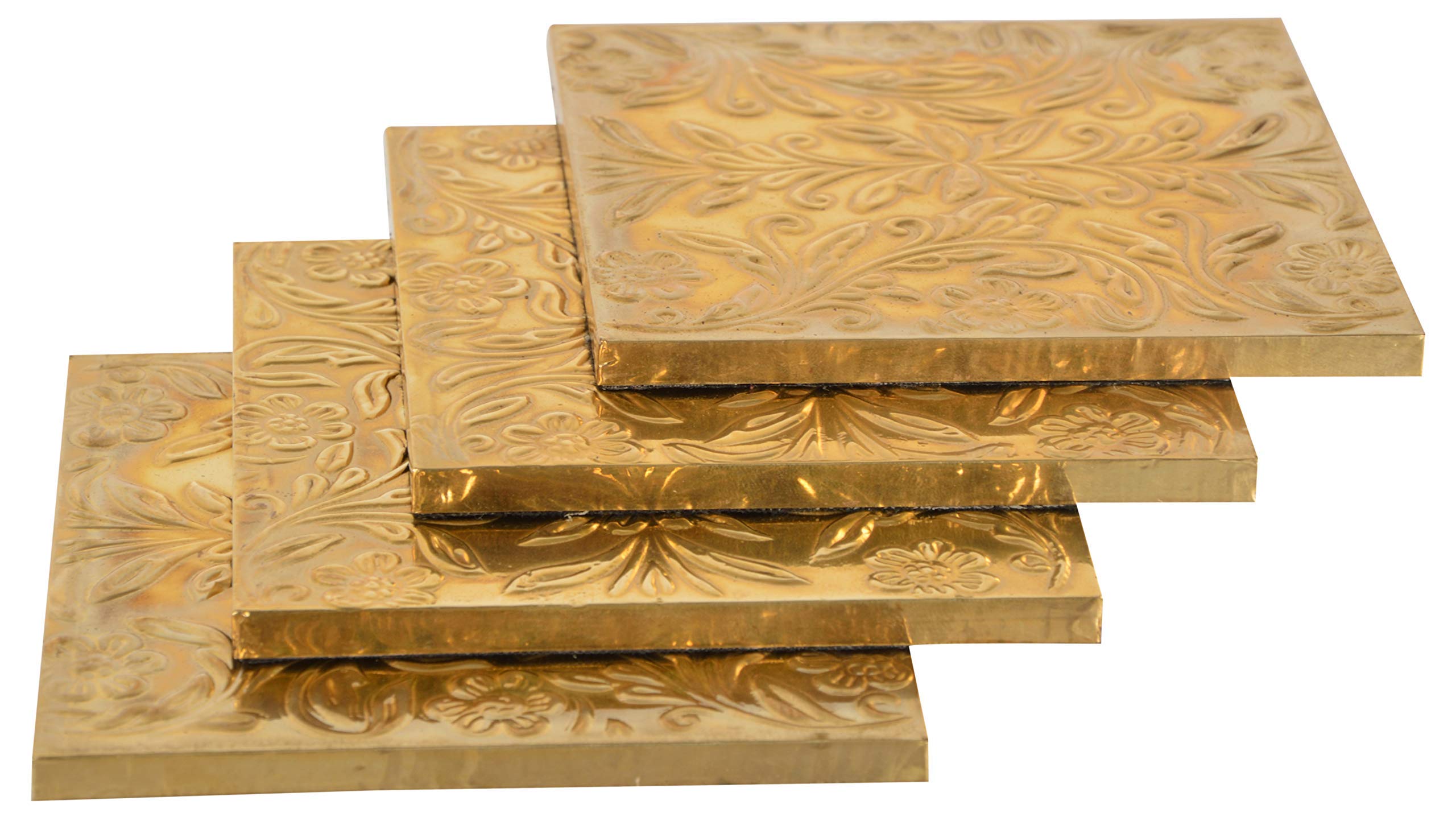 Brass Coaster Square Shape for Drinks-Hot & Cold/Table Decorative Cocktail Coaster Set of 4-image-13