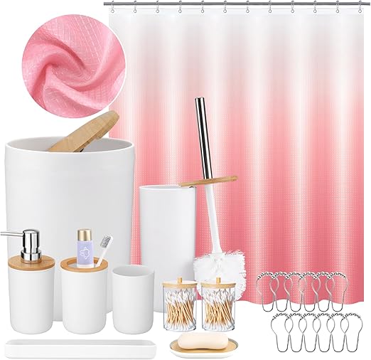 SLDIYWOW Bathroom Set White Bathroom Accessories Set with