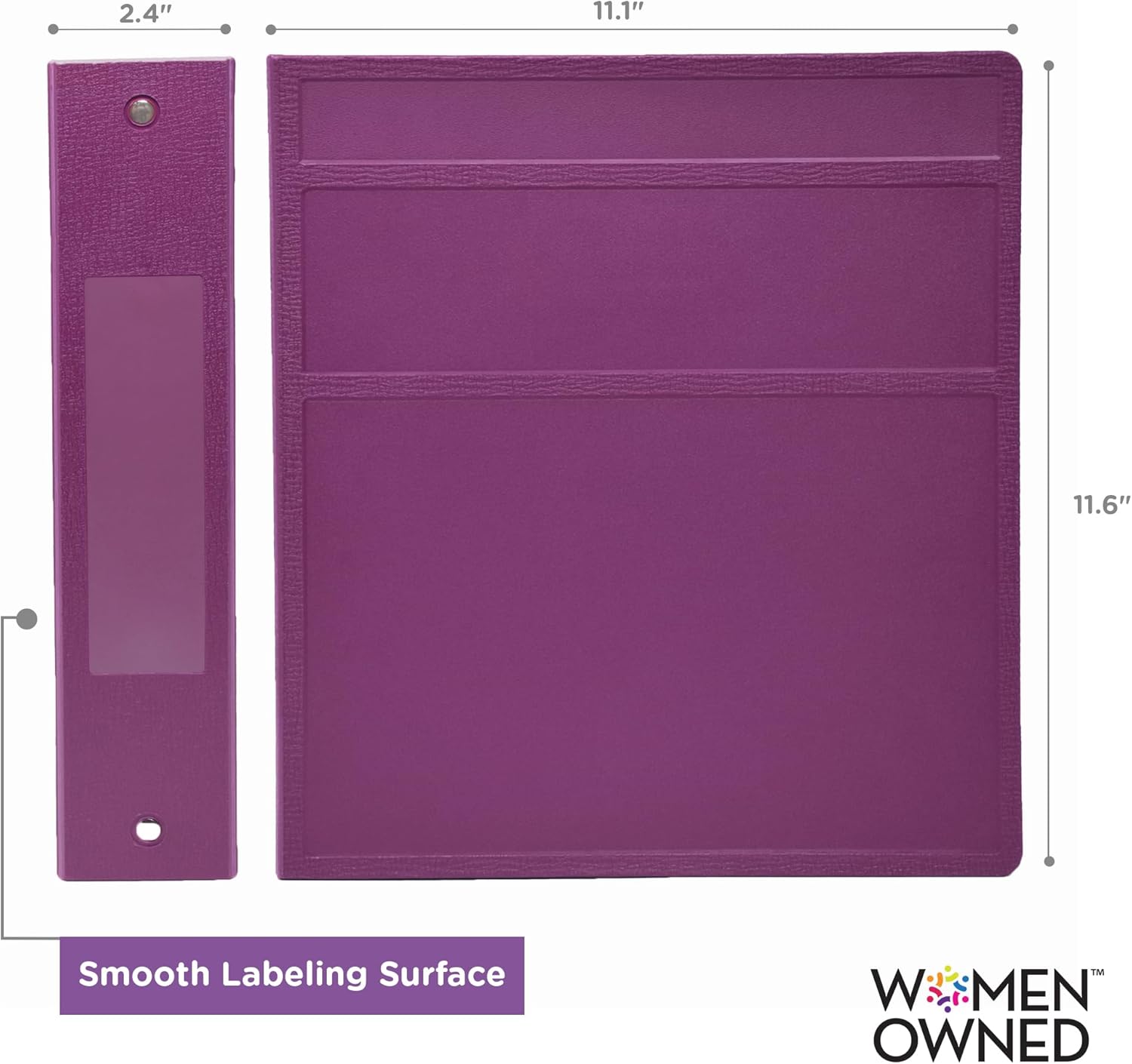 Carstens 2-Inch Heavy Duty 3-Ring Binder - Side Opening, Dewberry Purple, Durable Plastic, Precision No-Gap Rings, Waterproof Cover, No Pockets, Holds 300 Letter Sheets, BPA-Free Made in USA (2841-3R)